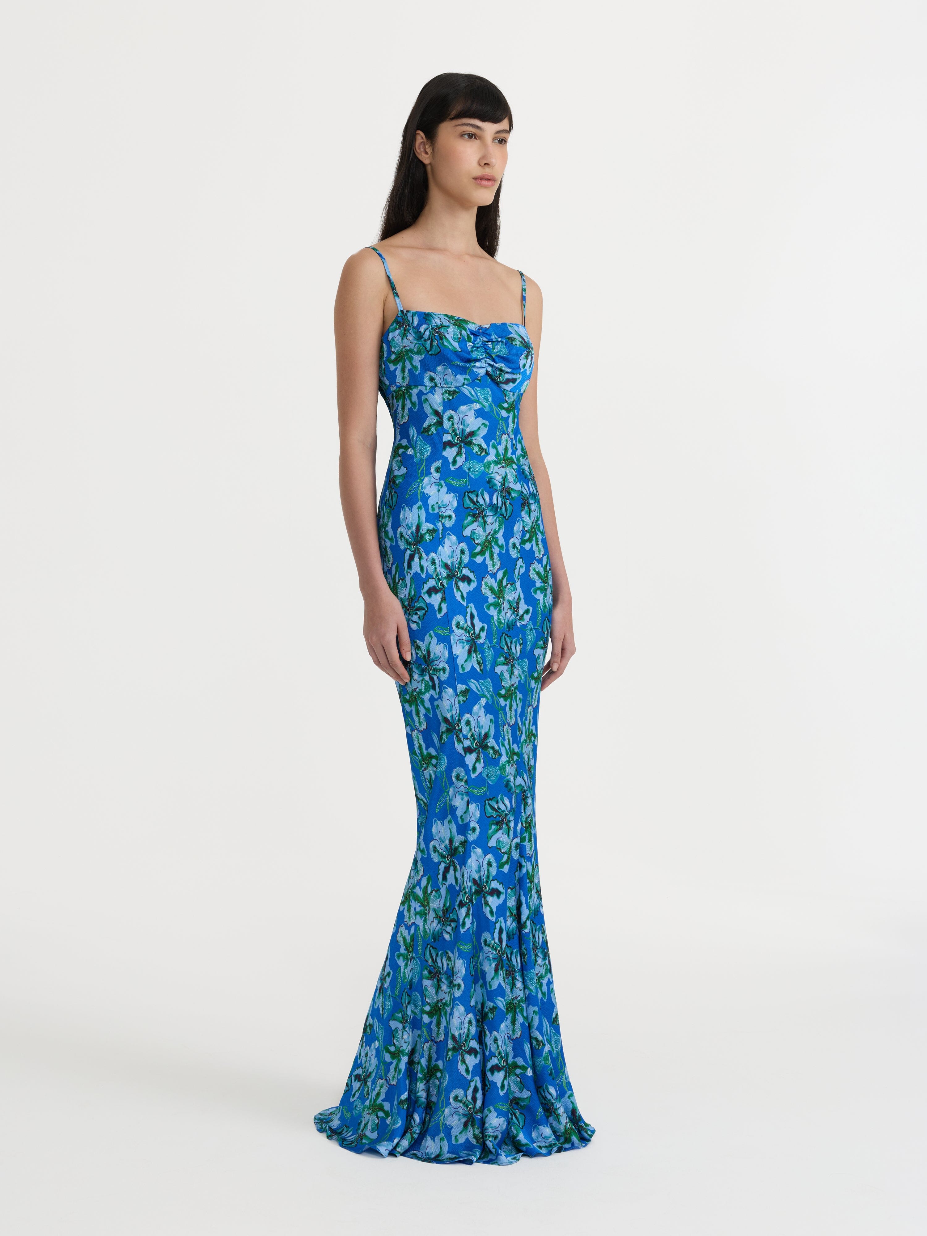 Renee Long Dress in Waterlily Azure