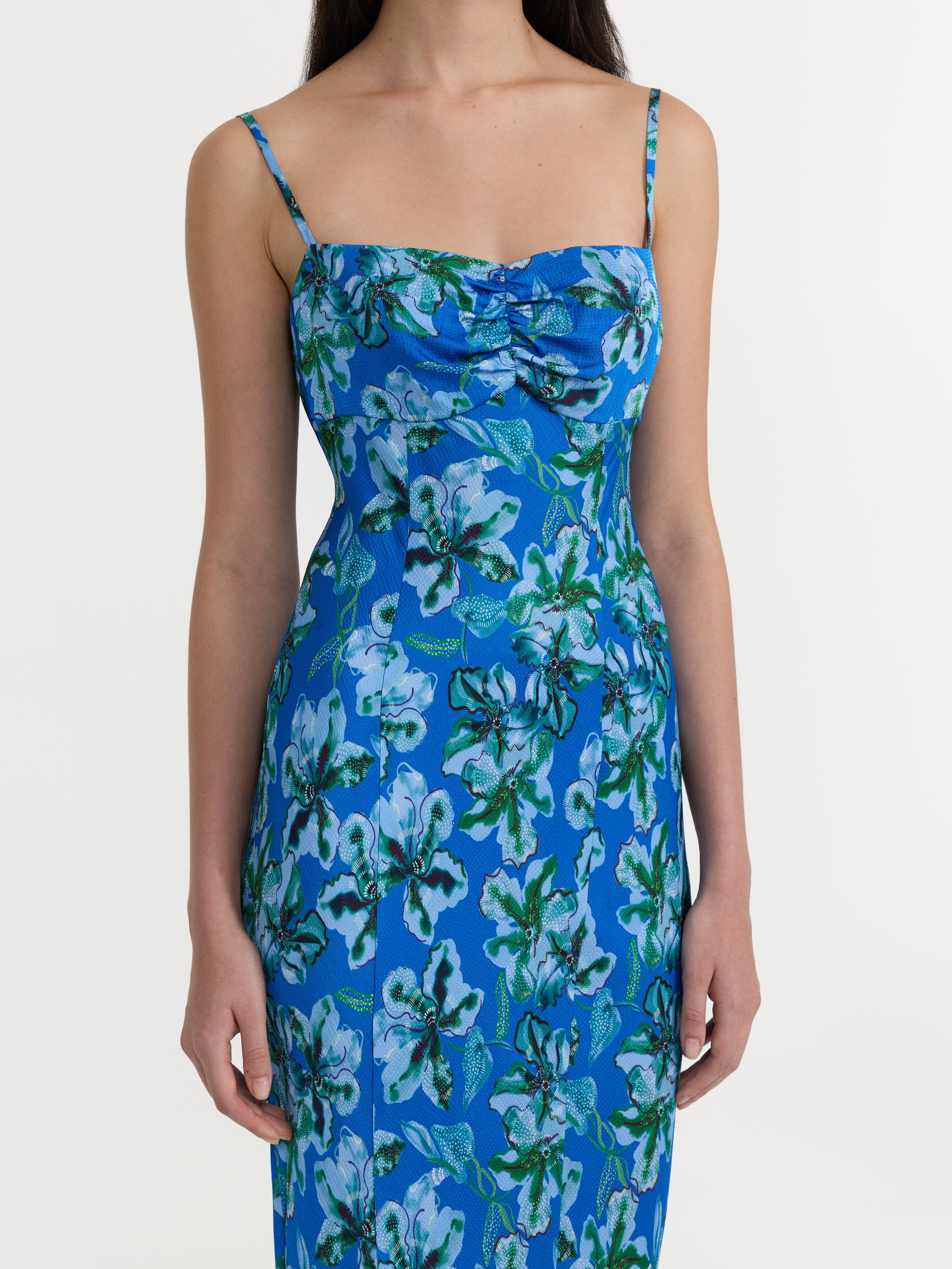 Renee Long Dress in Waterlily Azure – SALONI