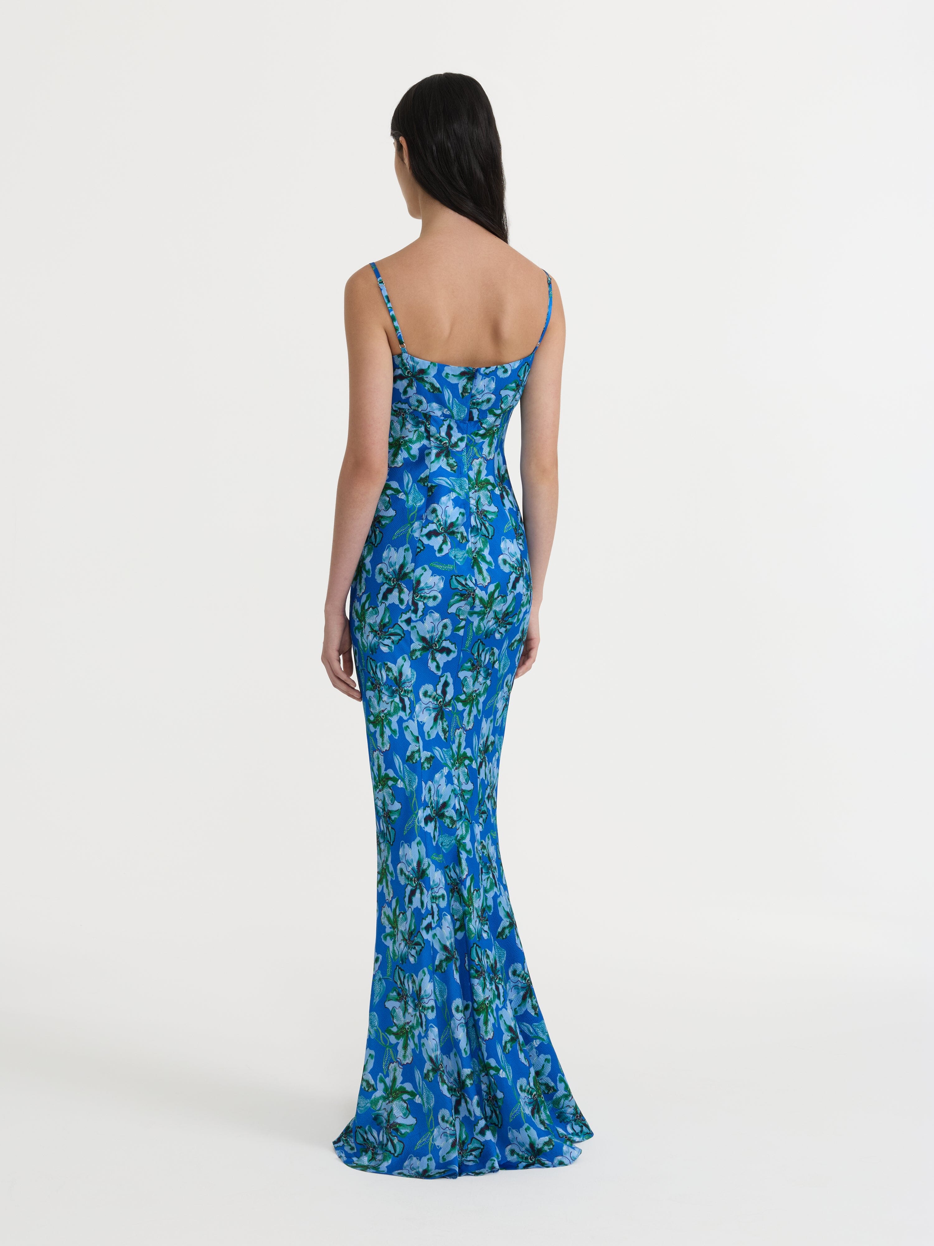 Renee Long Dress in Waterlily Azure