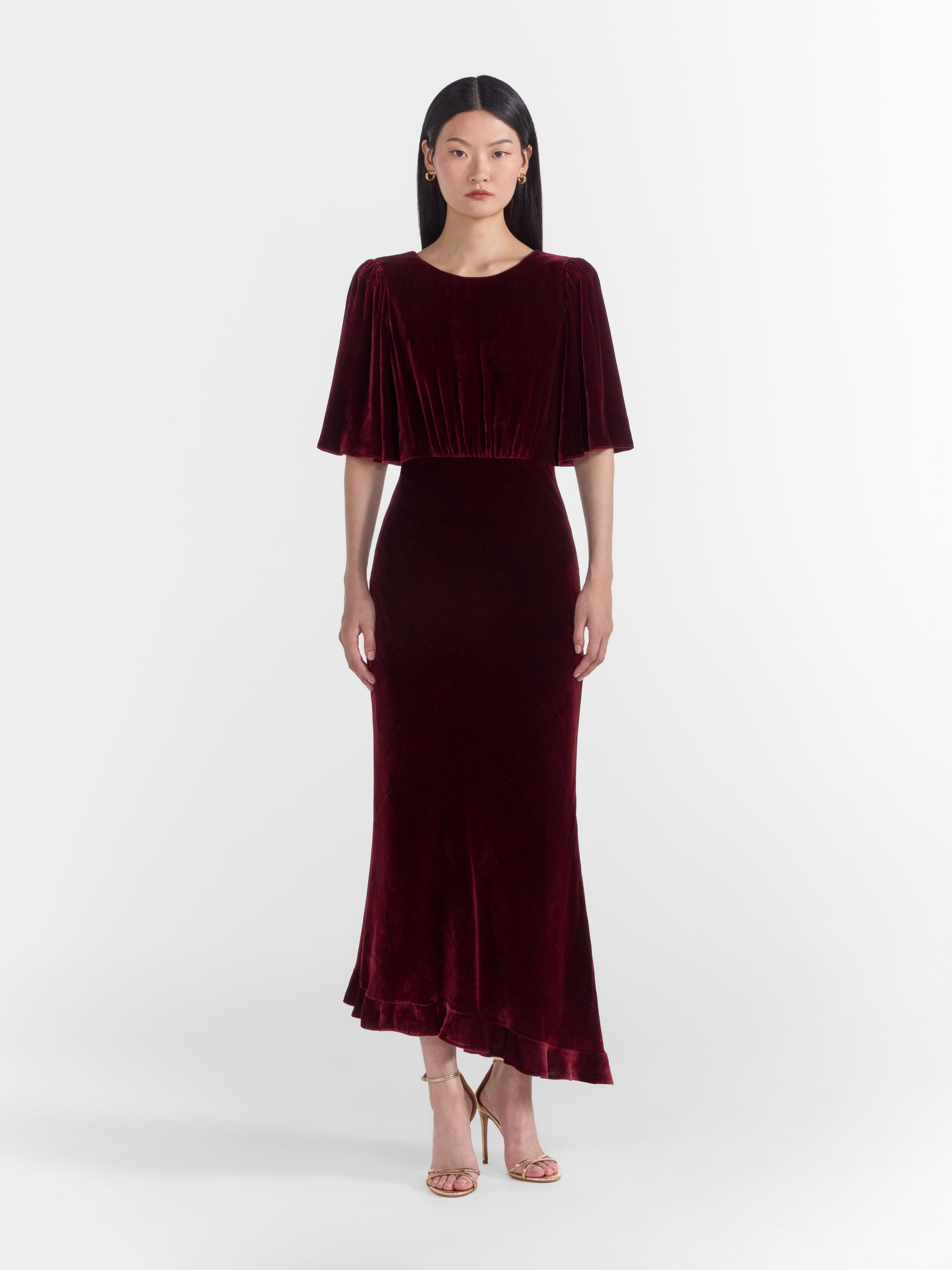 Vida Velvet Dress in Burgundy