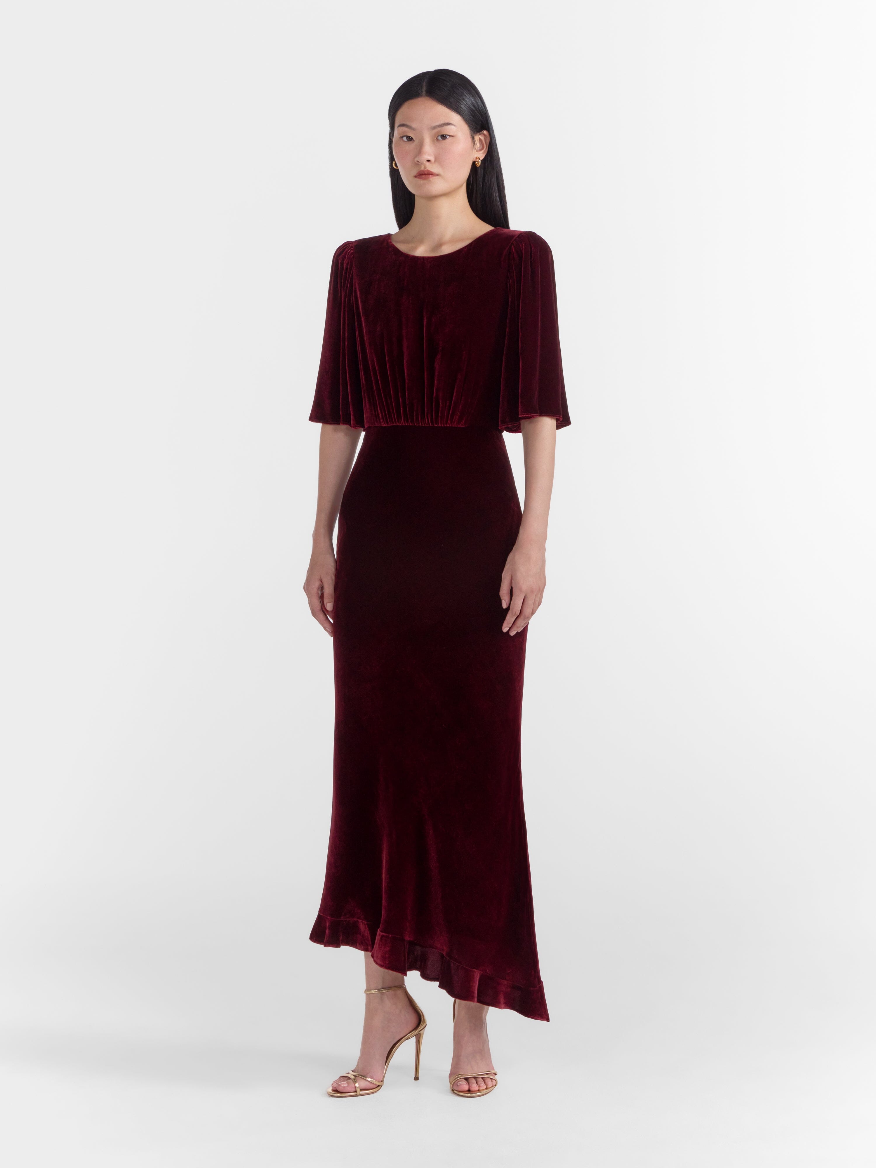 Vida Velvet Dress in Burgundy