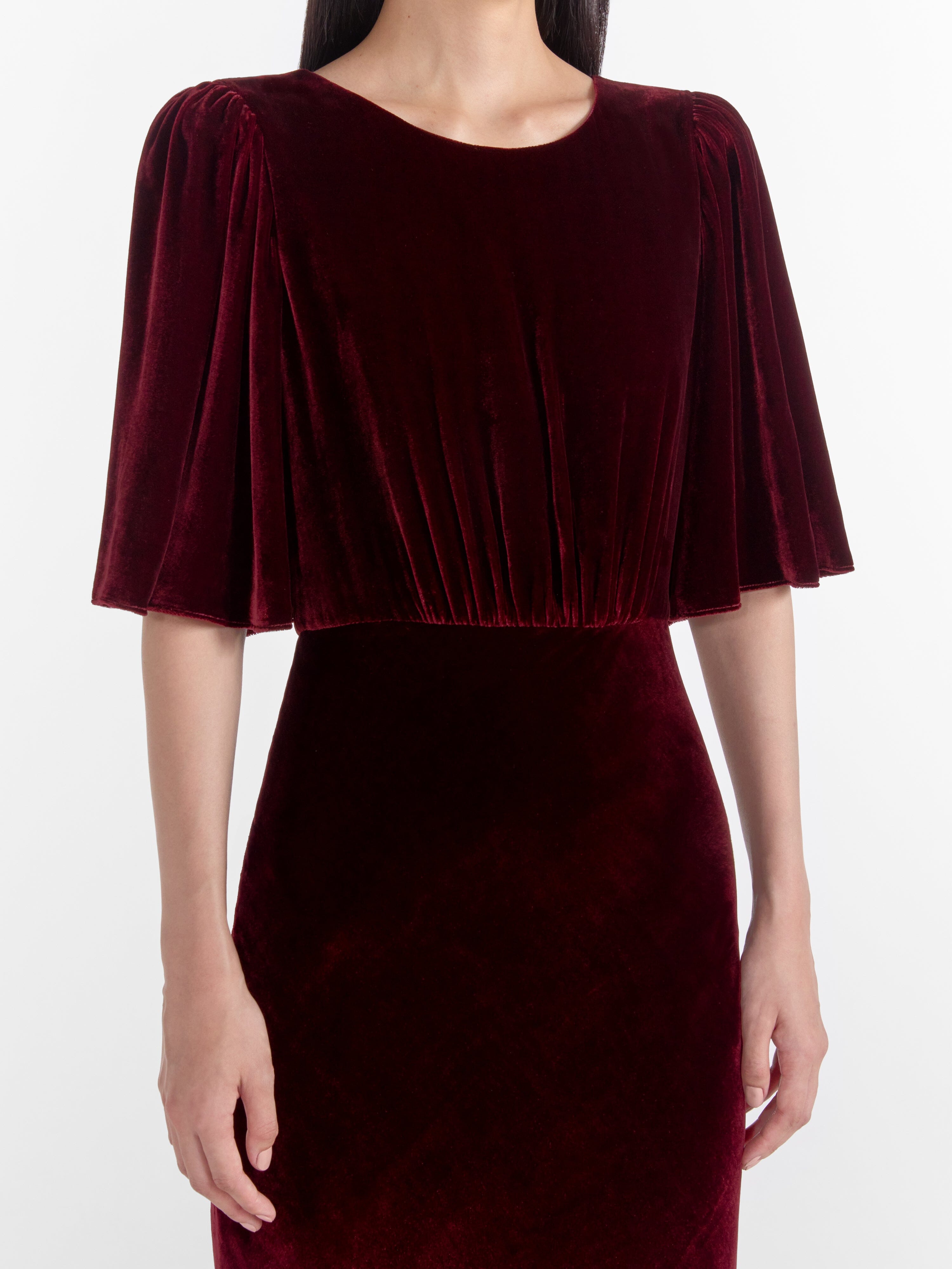 Vida Velvet Dress in Burgundy