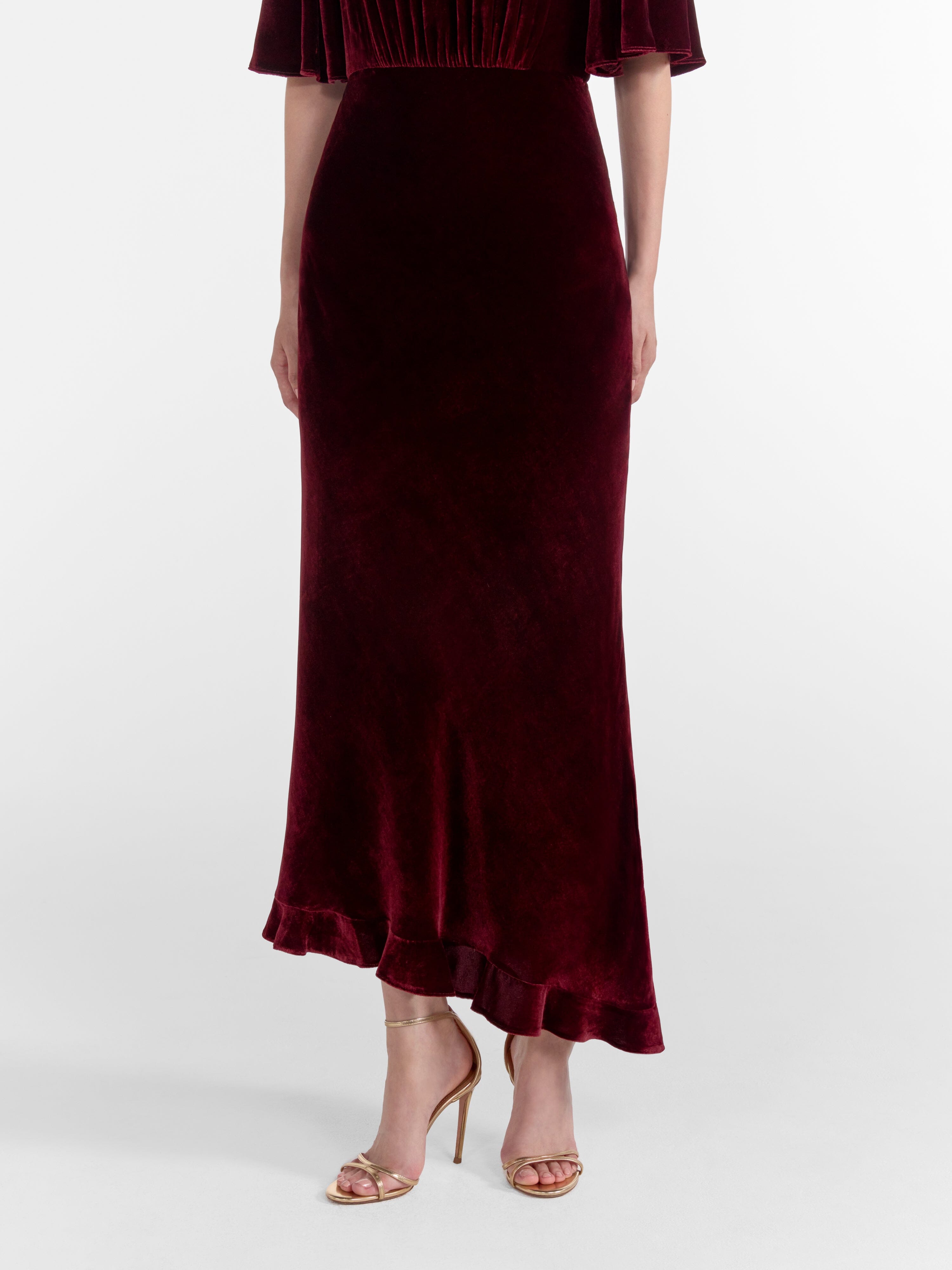 Vida Velvet Dress in Burgundy