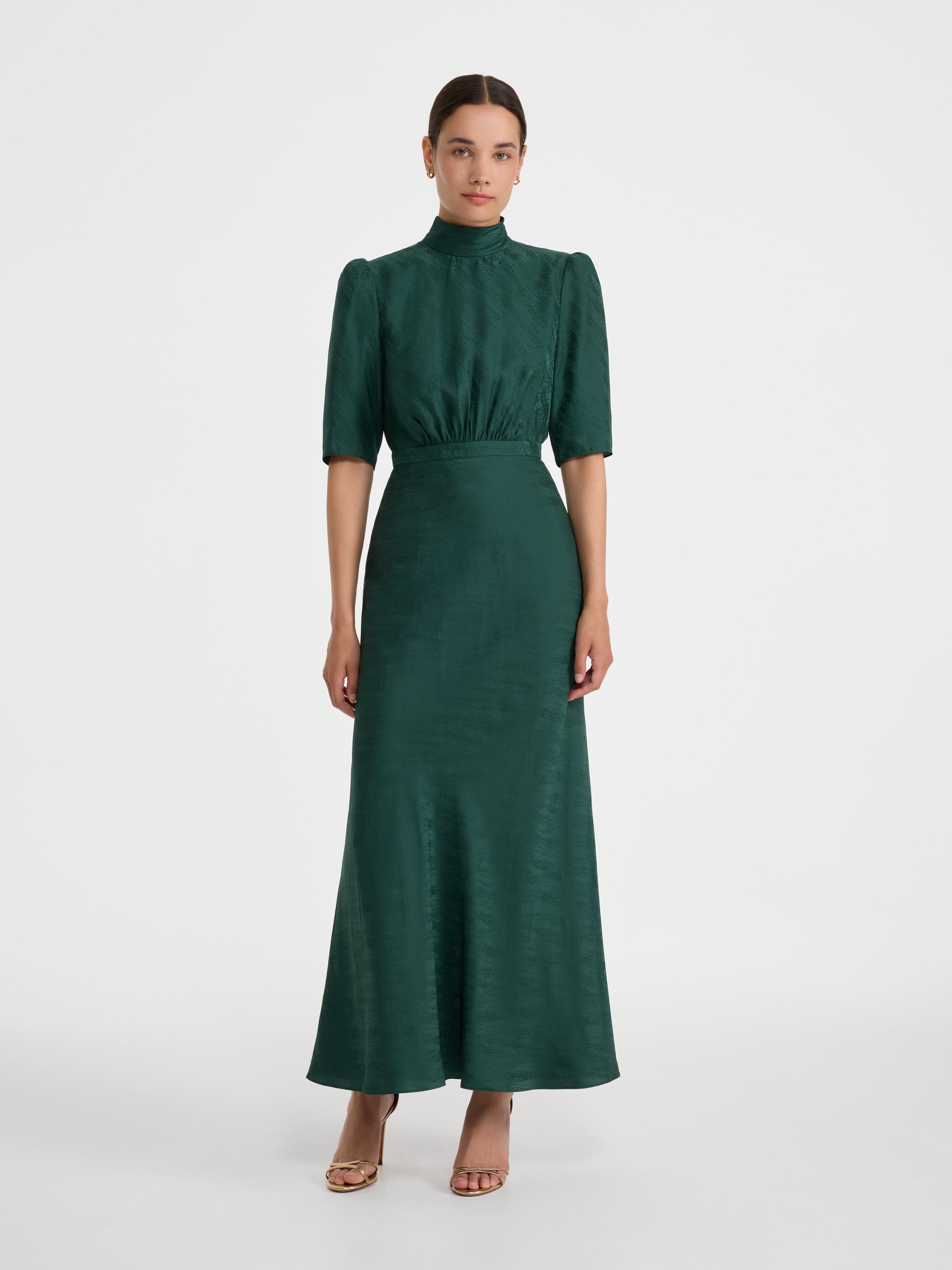 Adele B Dress in Forest Green