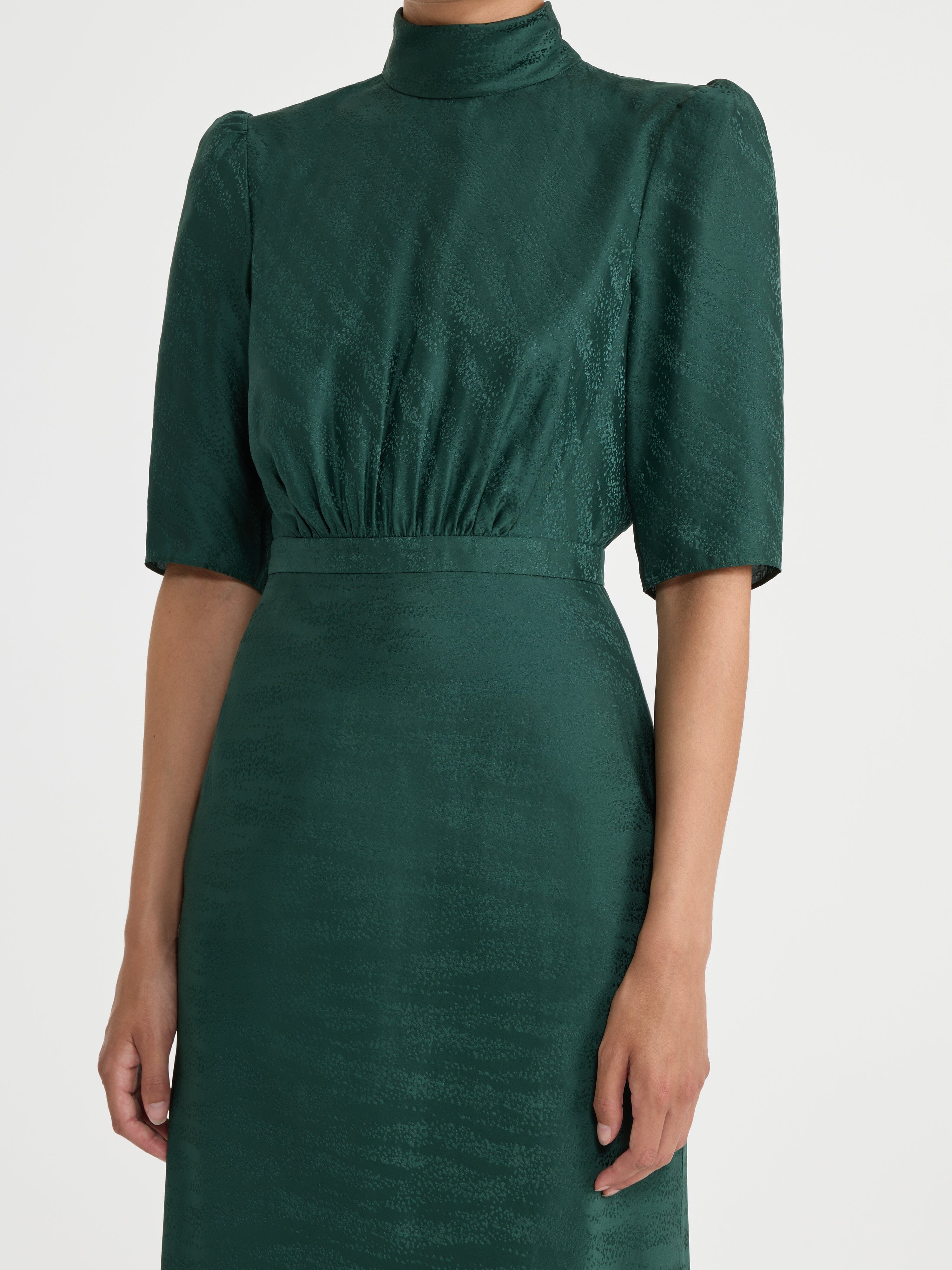 Adele B Dress in Forest Green