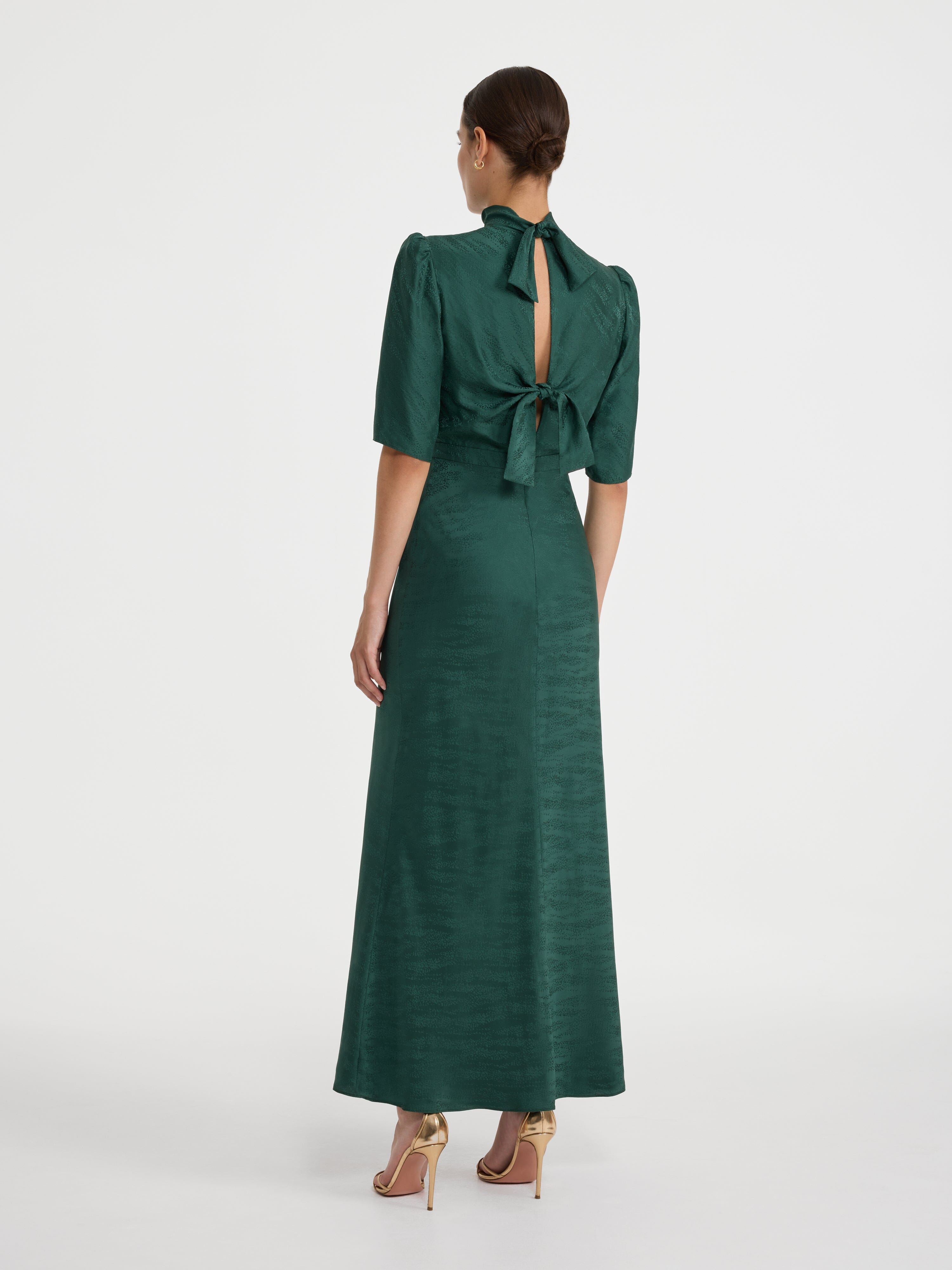 Adele B Dress in Forest Green