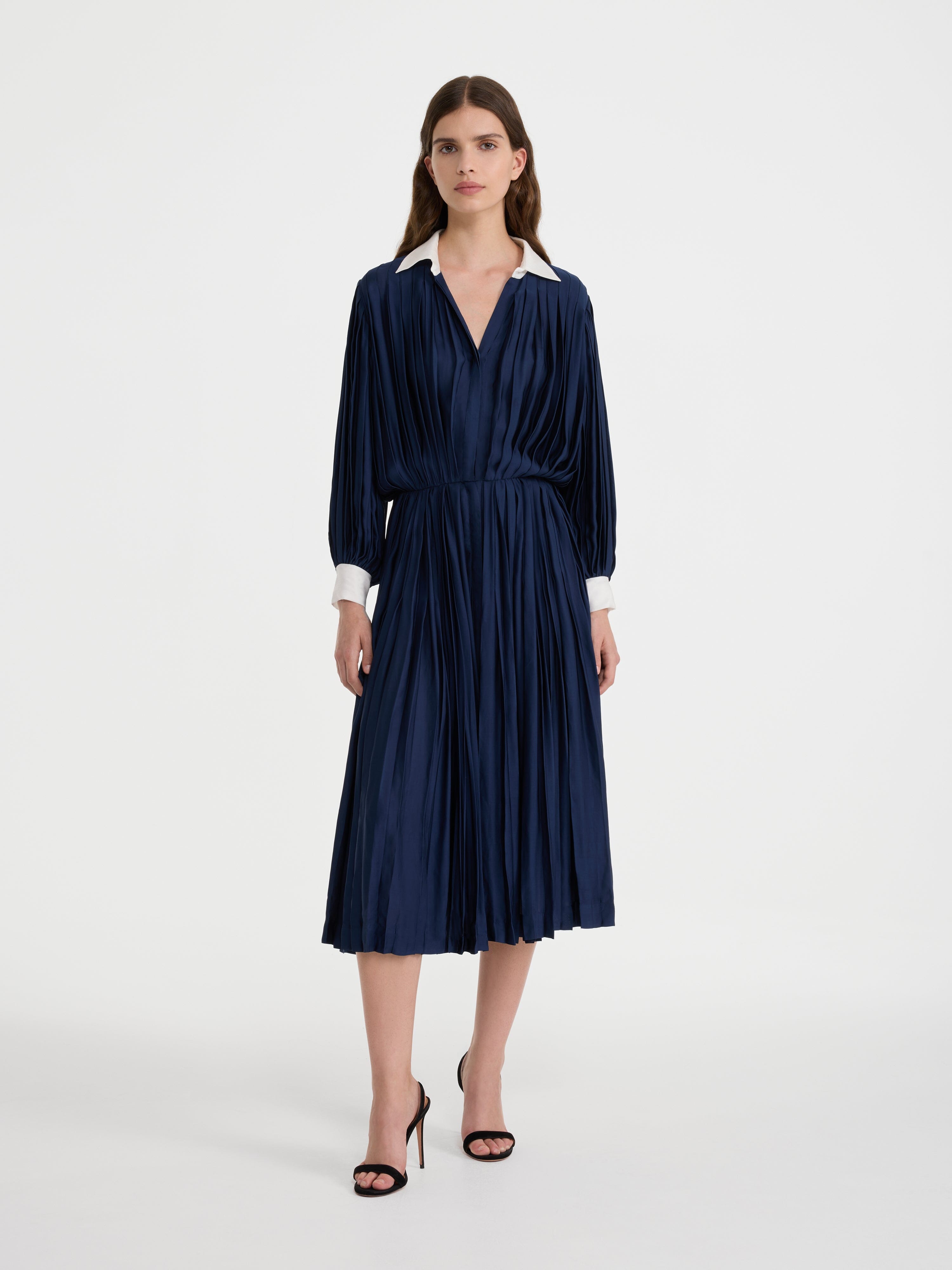 Aditi Dress in Navy Ivory