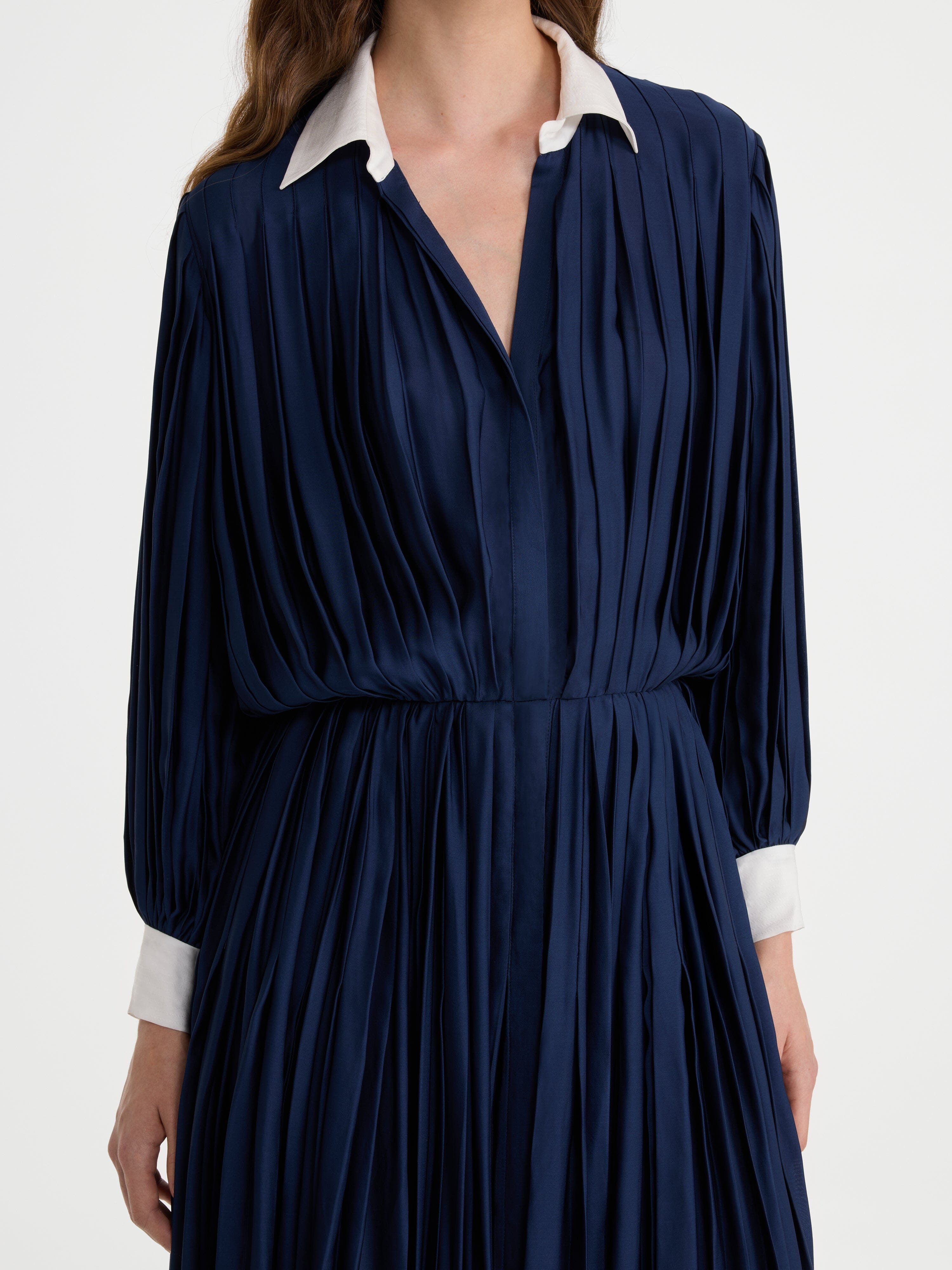 Aditi Dress in Navy Ivory – SALONI