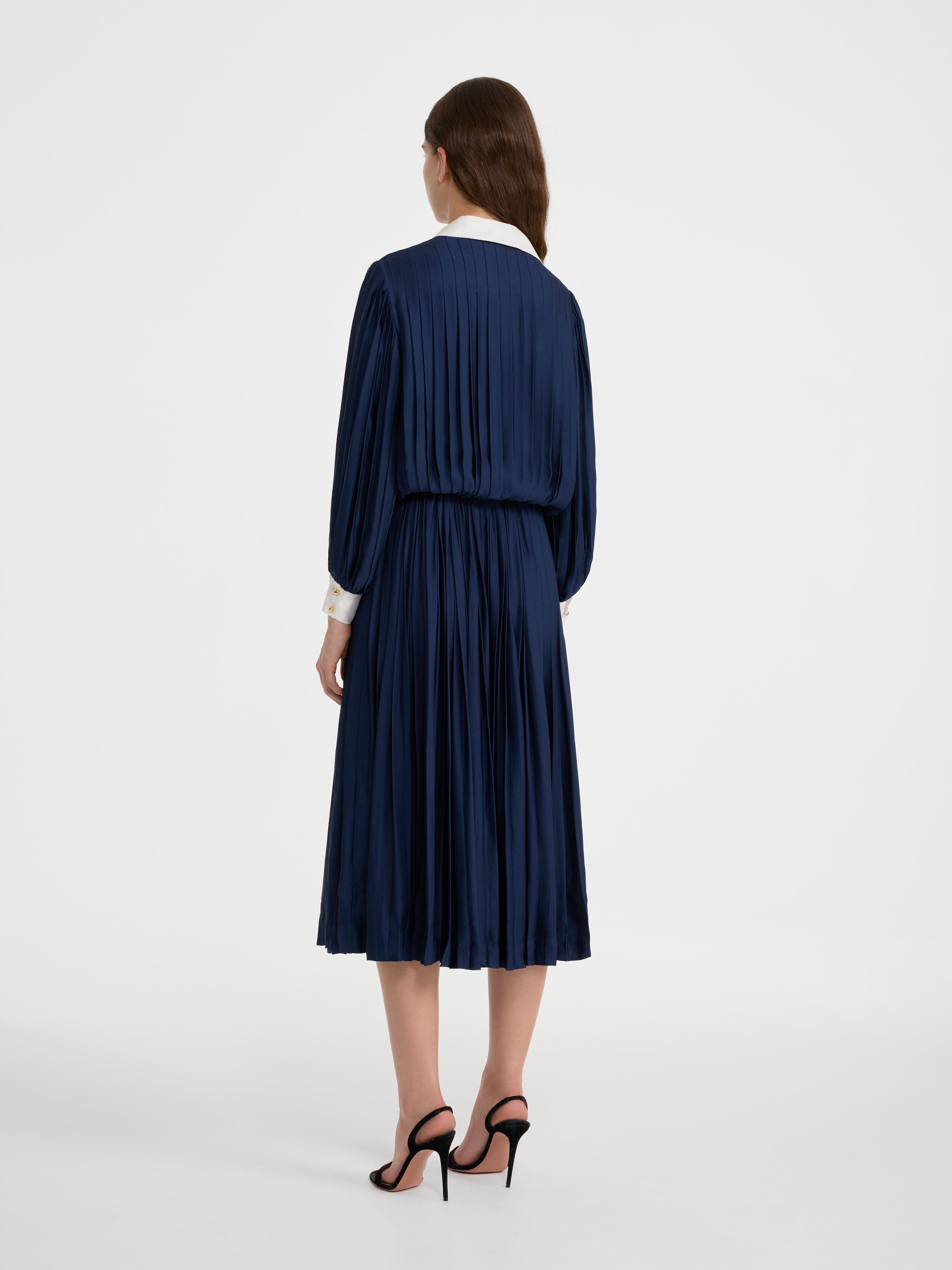 Aditi Dress in Navy Ivory