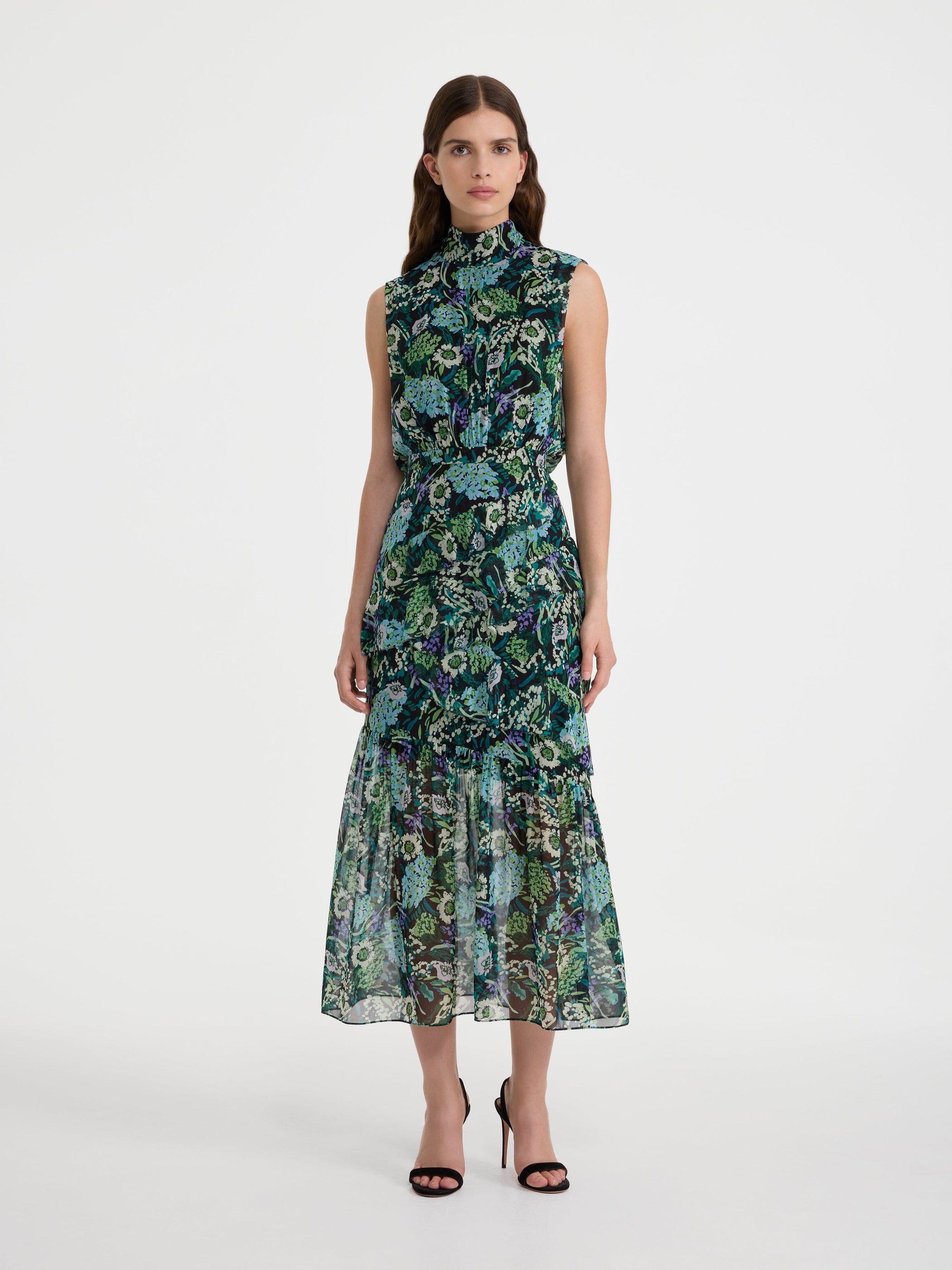 Fleur Ruffle Dress in Silva Fern