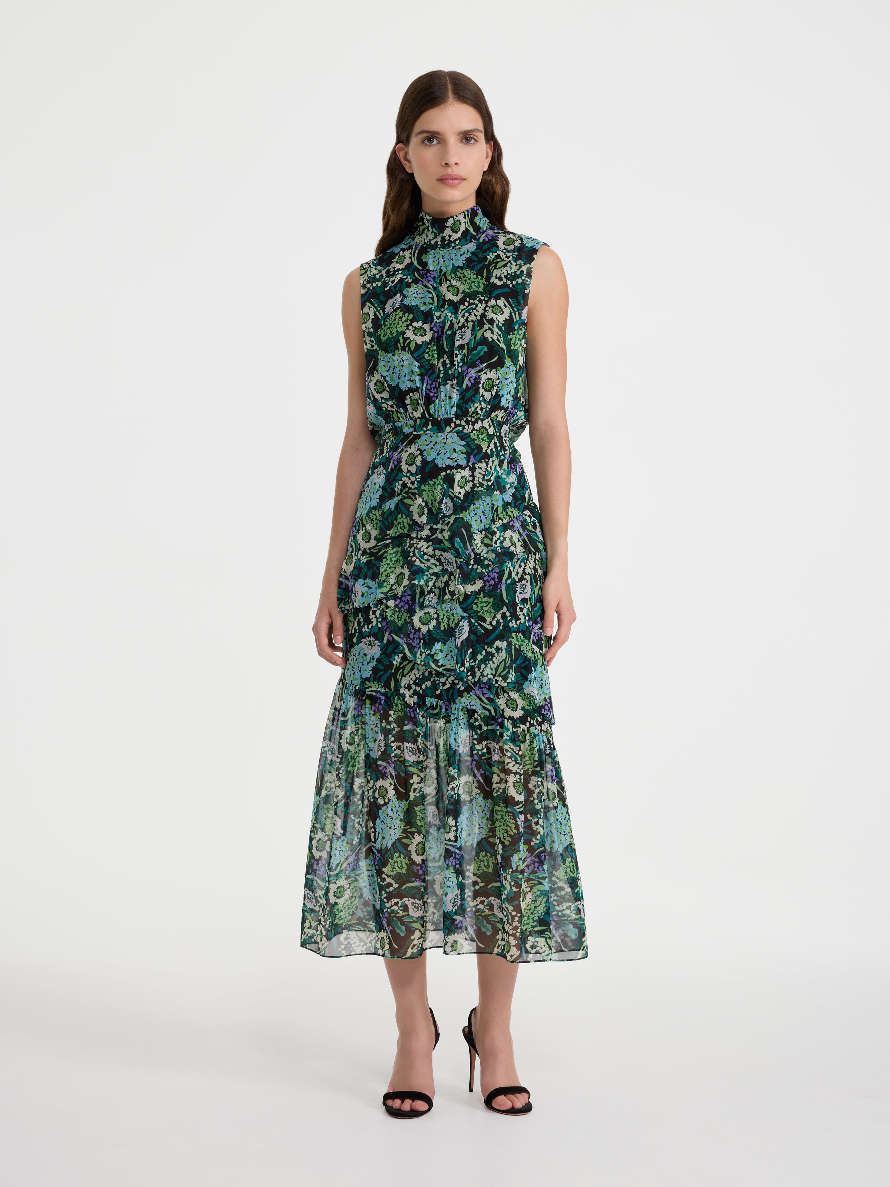 Fleur Ruffle Dress in Silva Fern