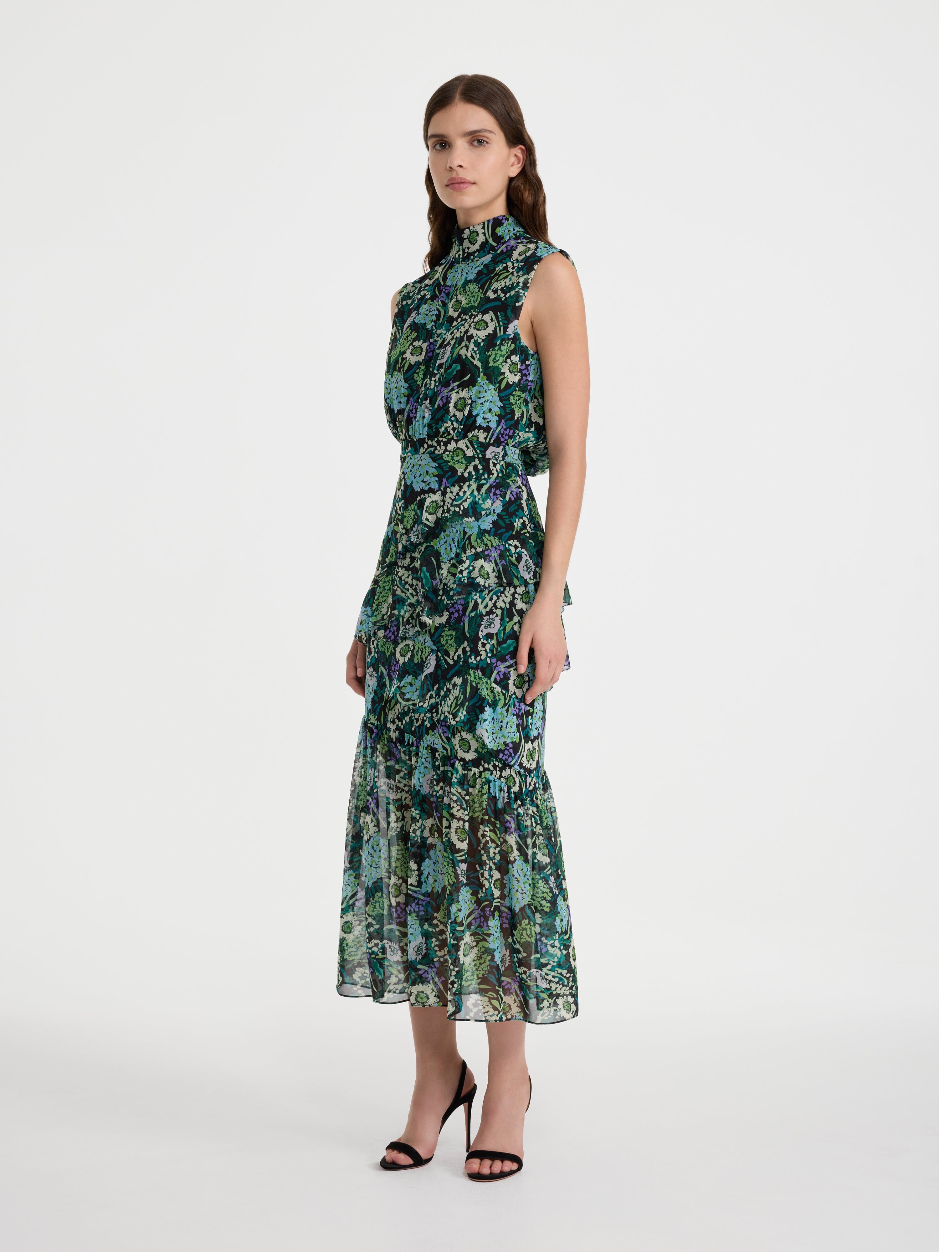 Fleur Ruffle Dress in Silva Fern