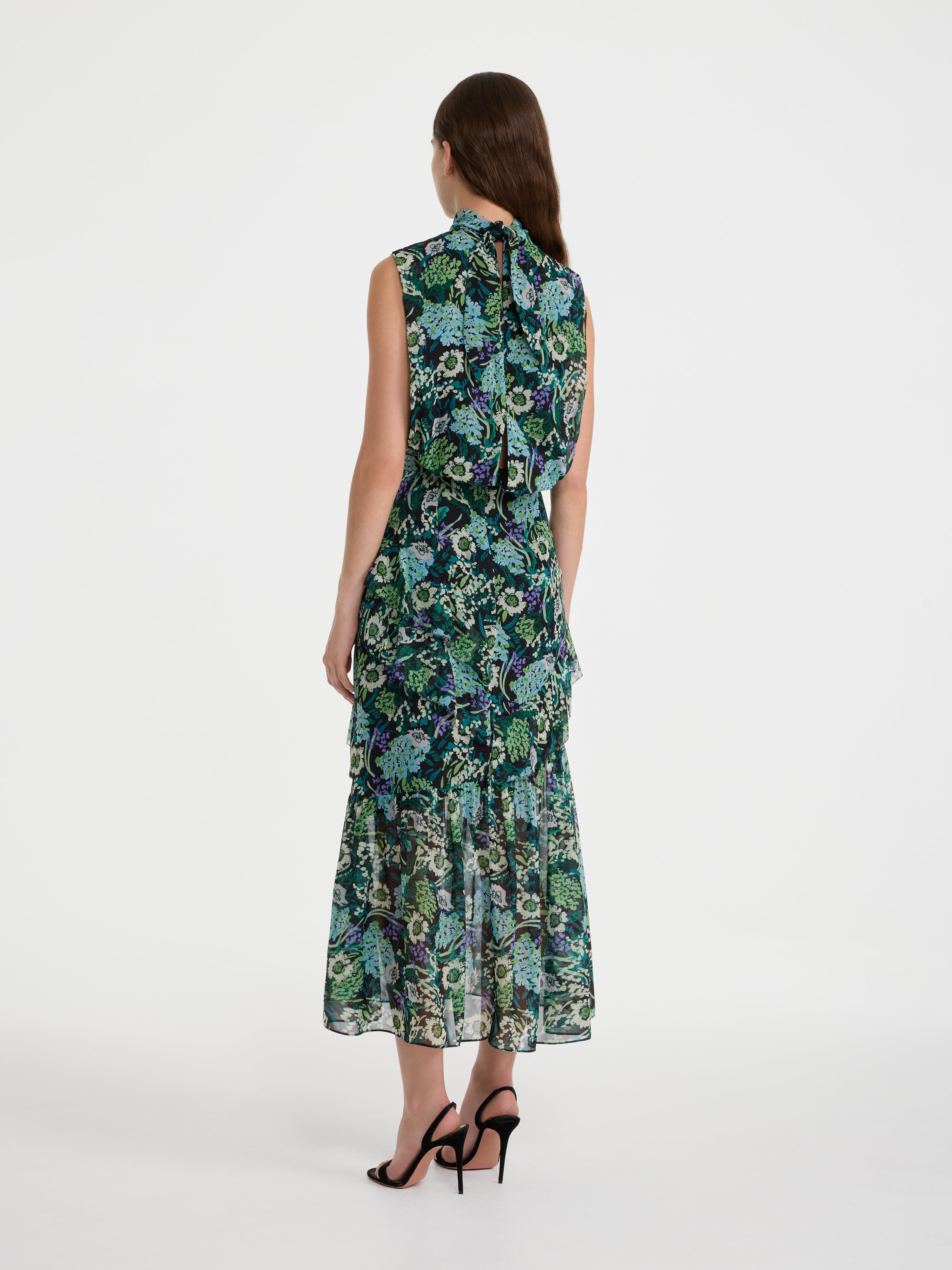 Fleur Ruffle Dress in Silva Fern
