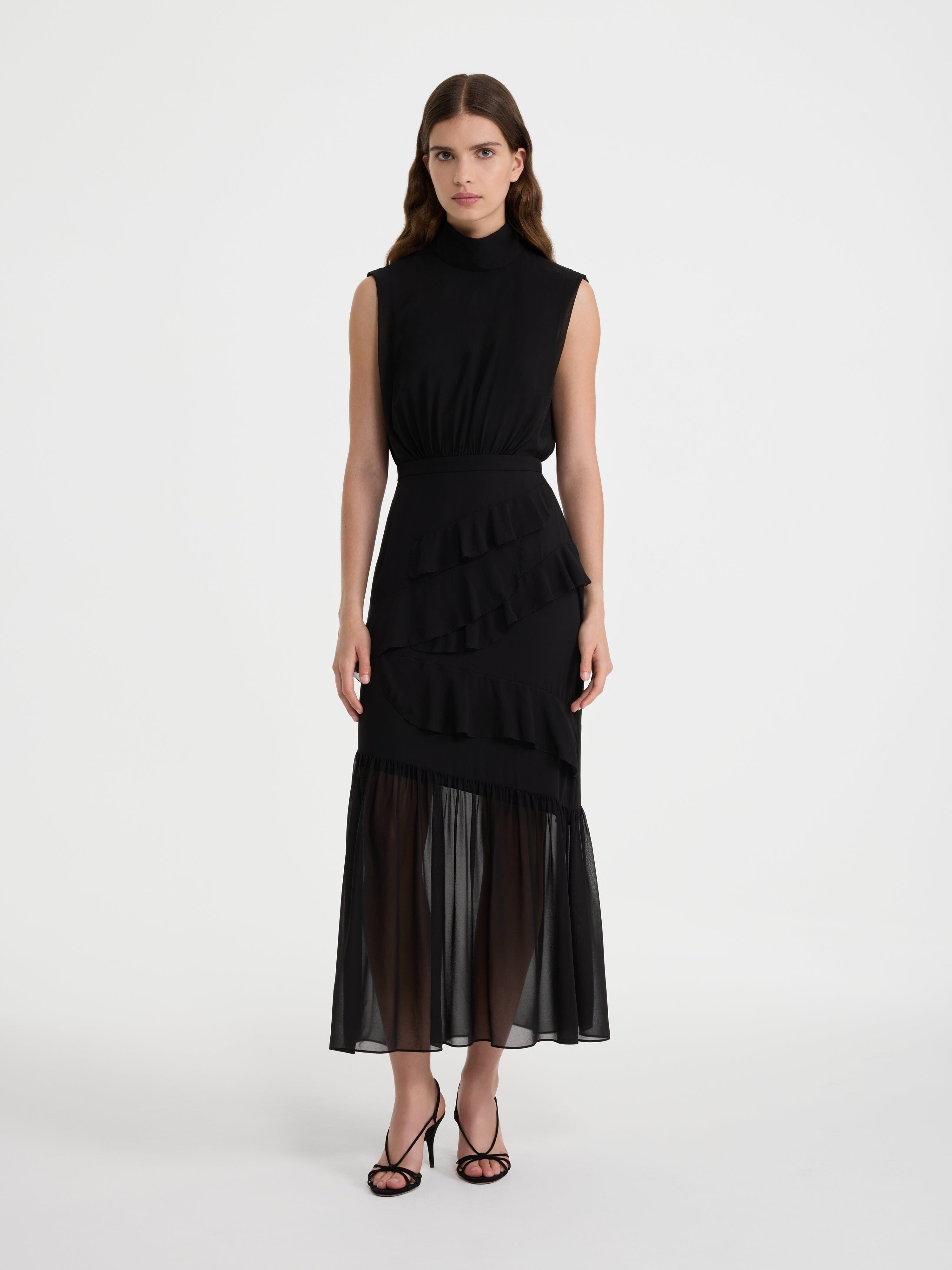 Fleur Ruffle Dress in Black