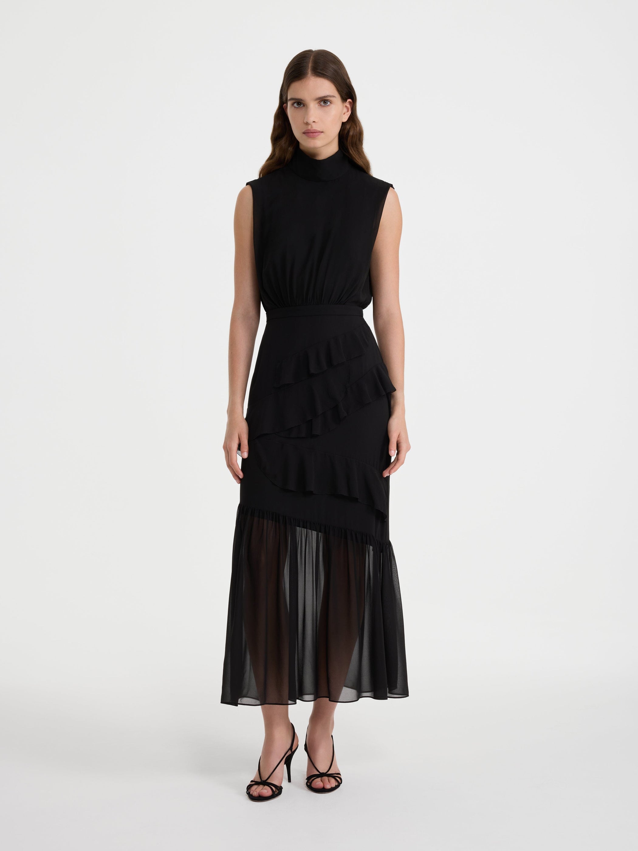 Fleur Ruffle Dress in Black