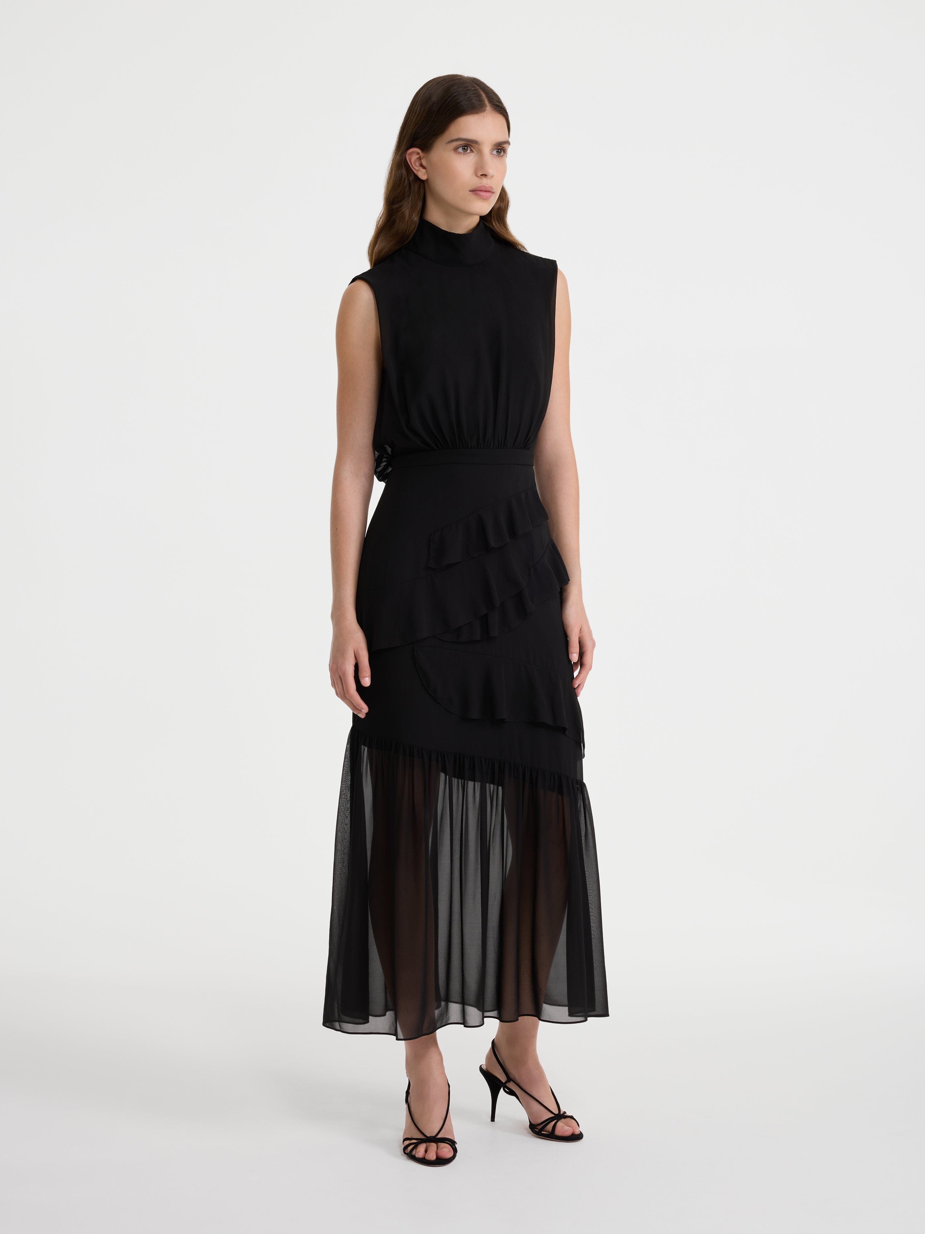 Fleur Ruffle Dress in Black