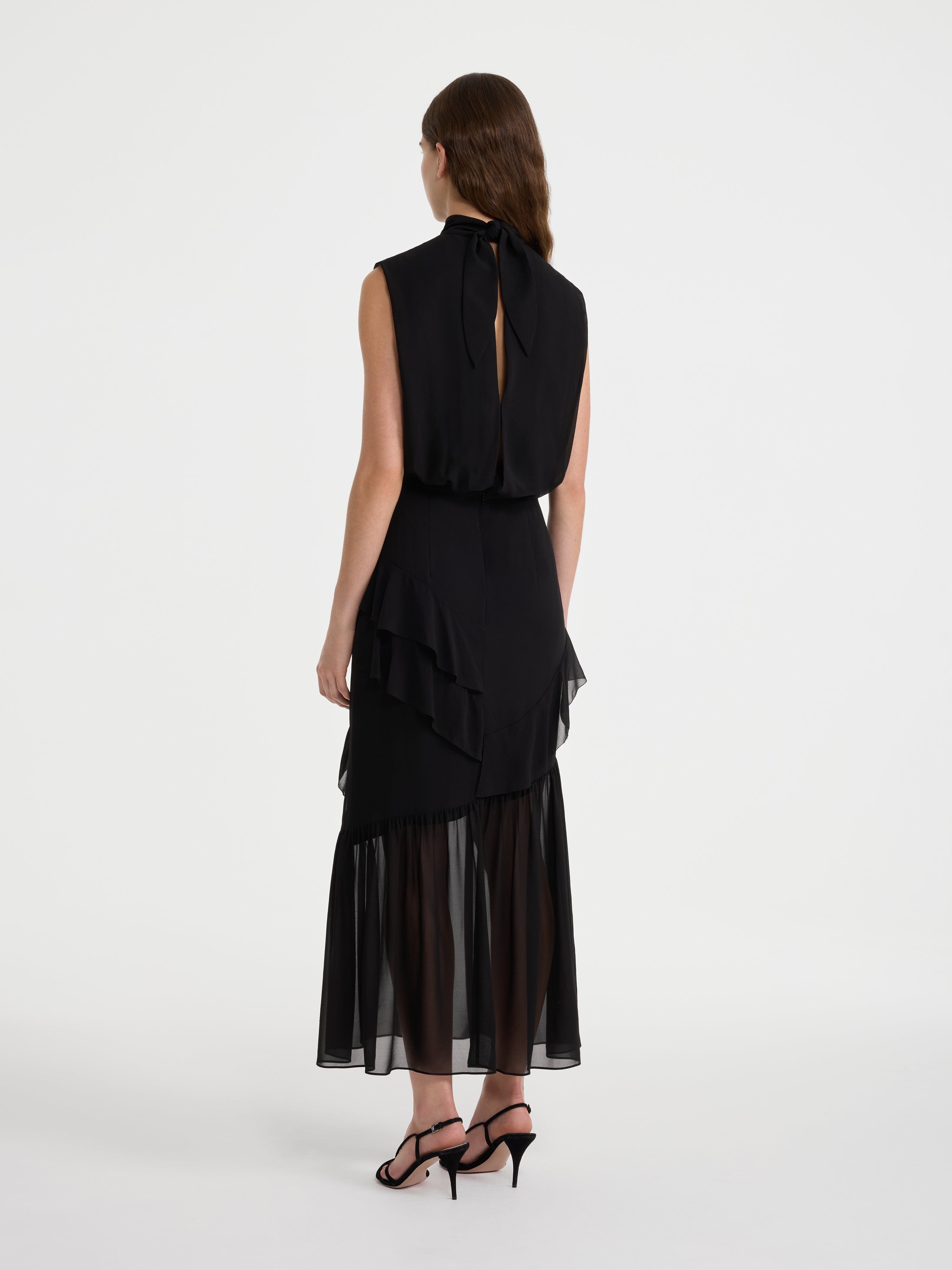 Fleur Ruffle Dress in Black