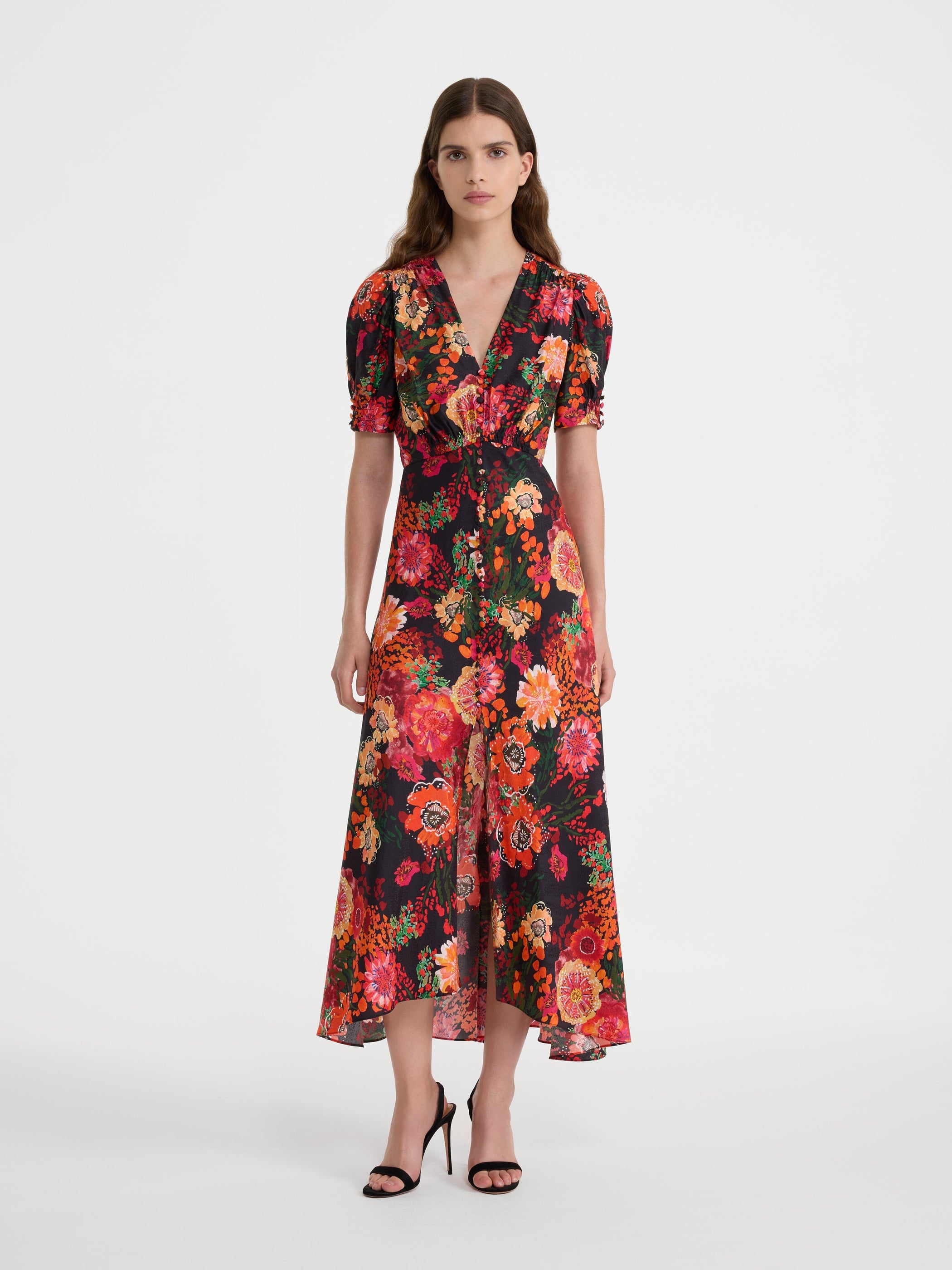 Lea Long Dress in Aster Flame