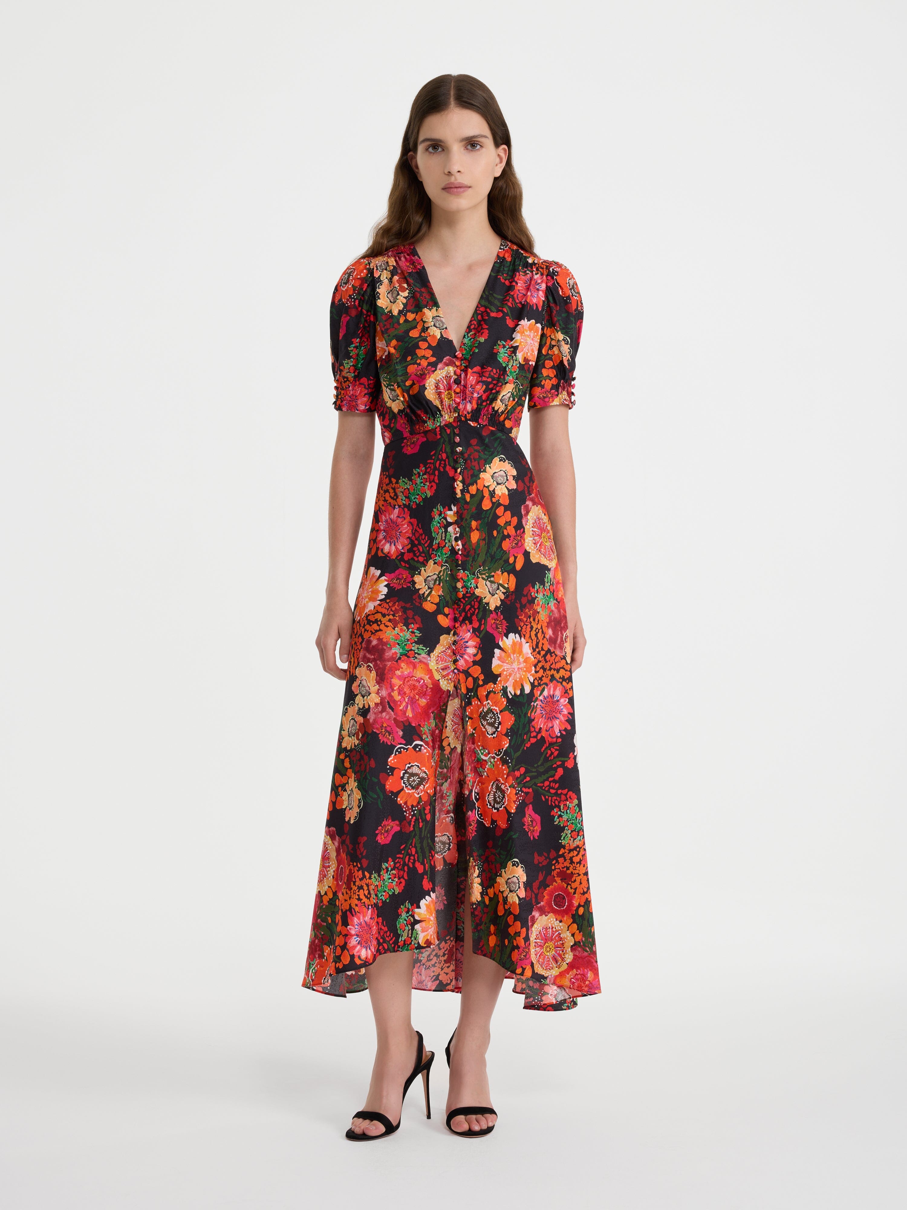 Lea Long Dress in Aster Flame