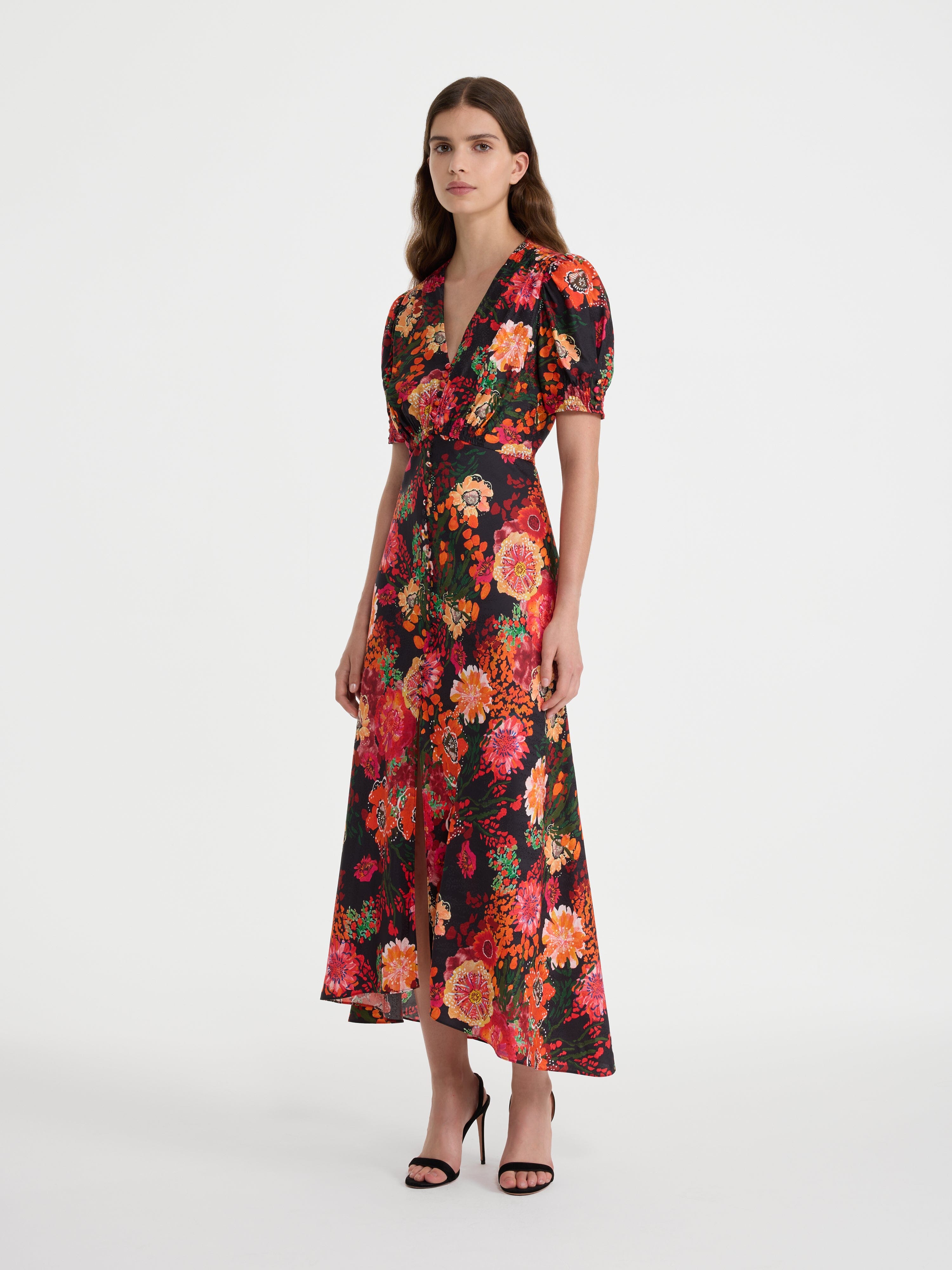 Lea Long Dress in Aster Flame