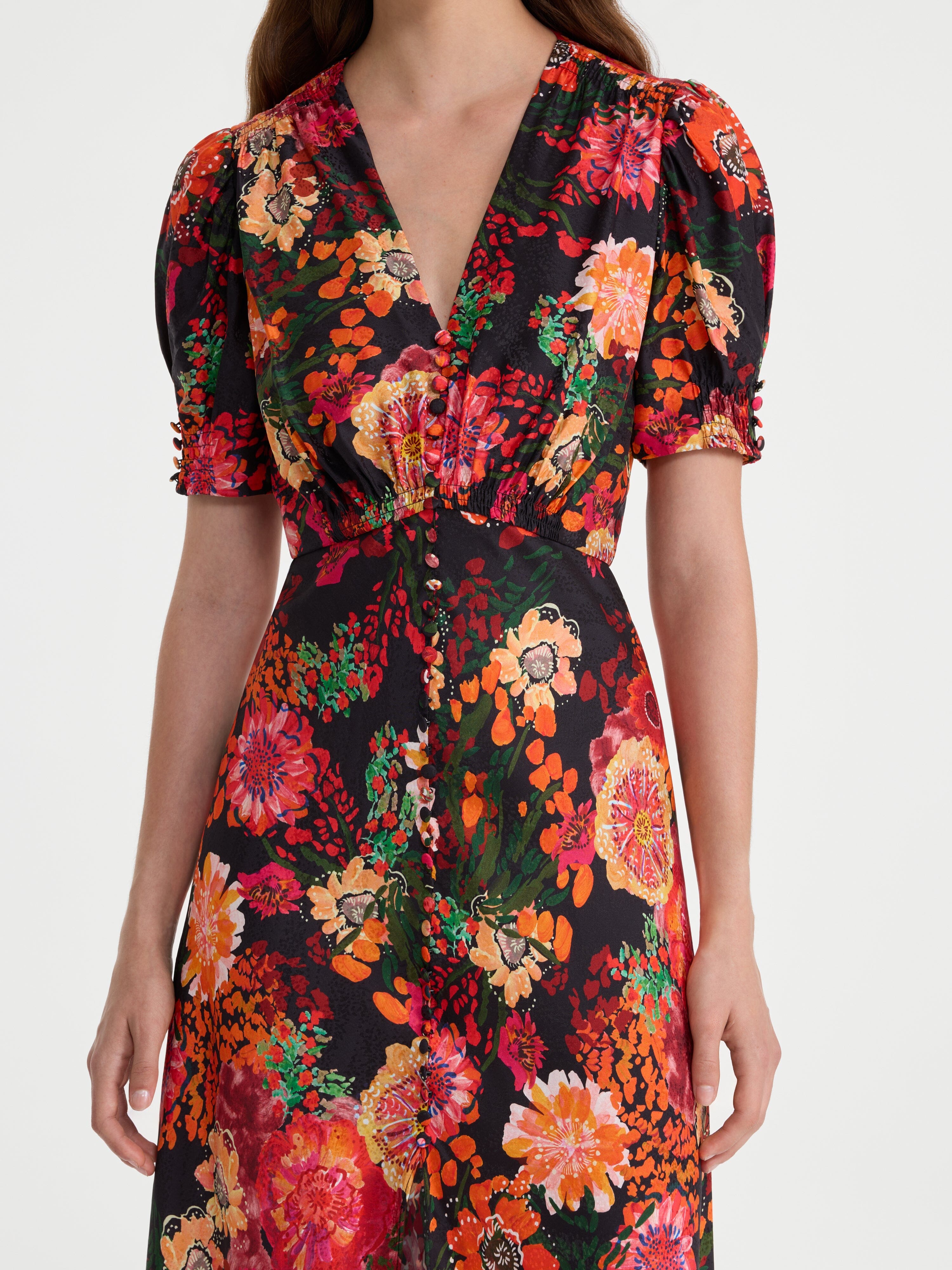Lea Long Dress in Aster Flame