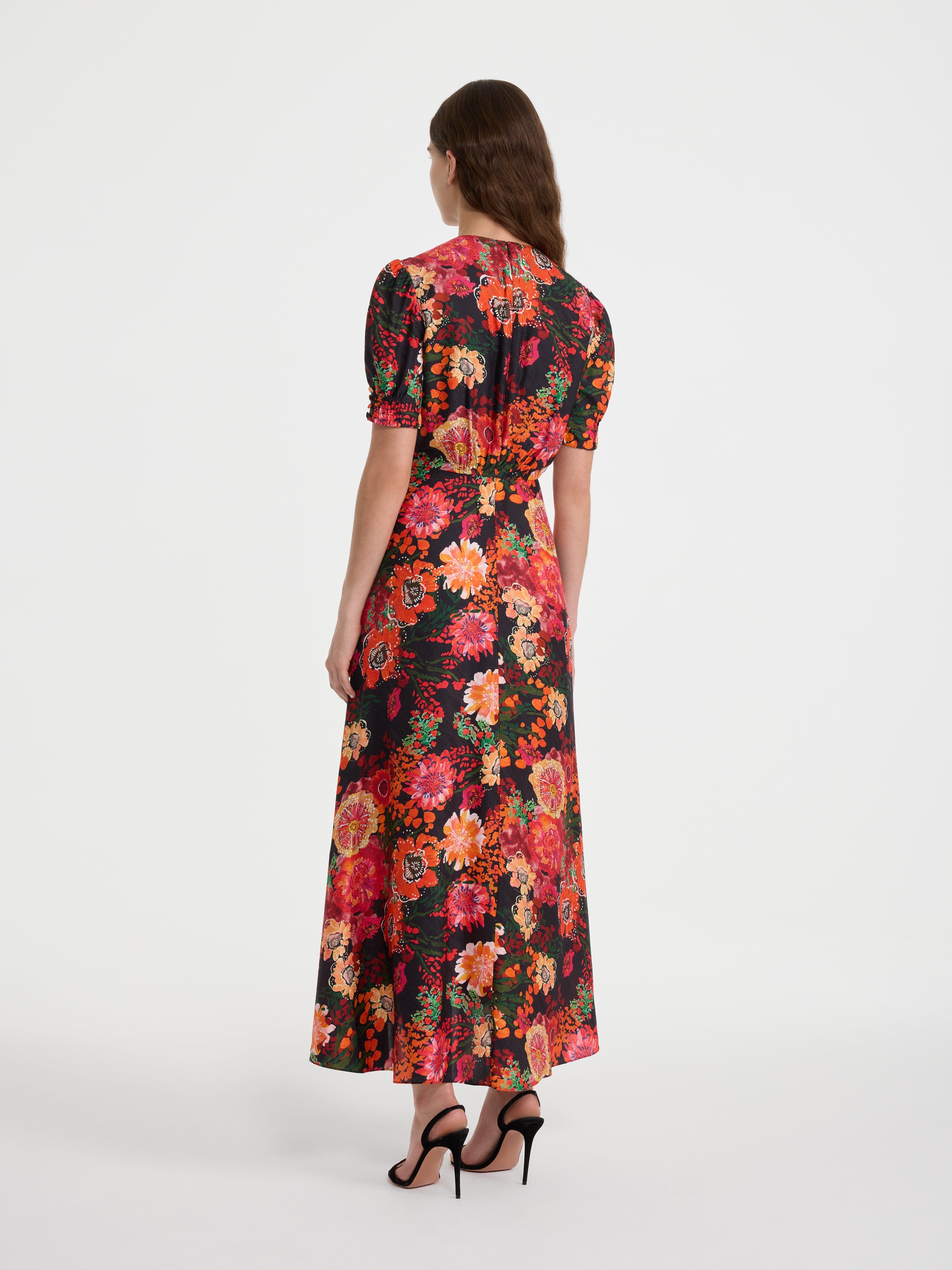 Lea Long Dress in Aster Flame