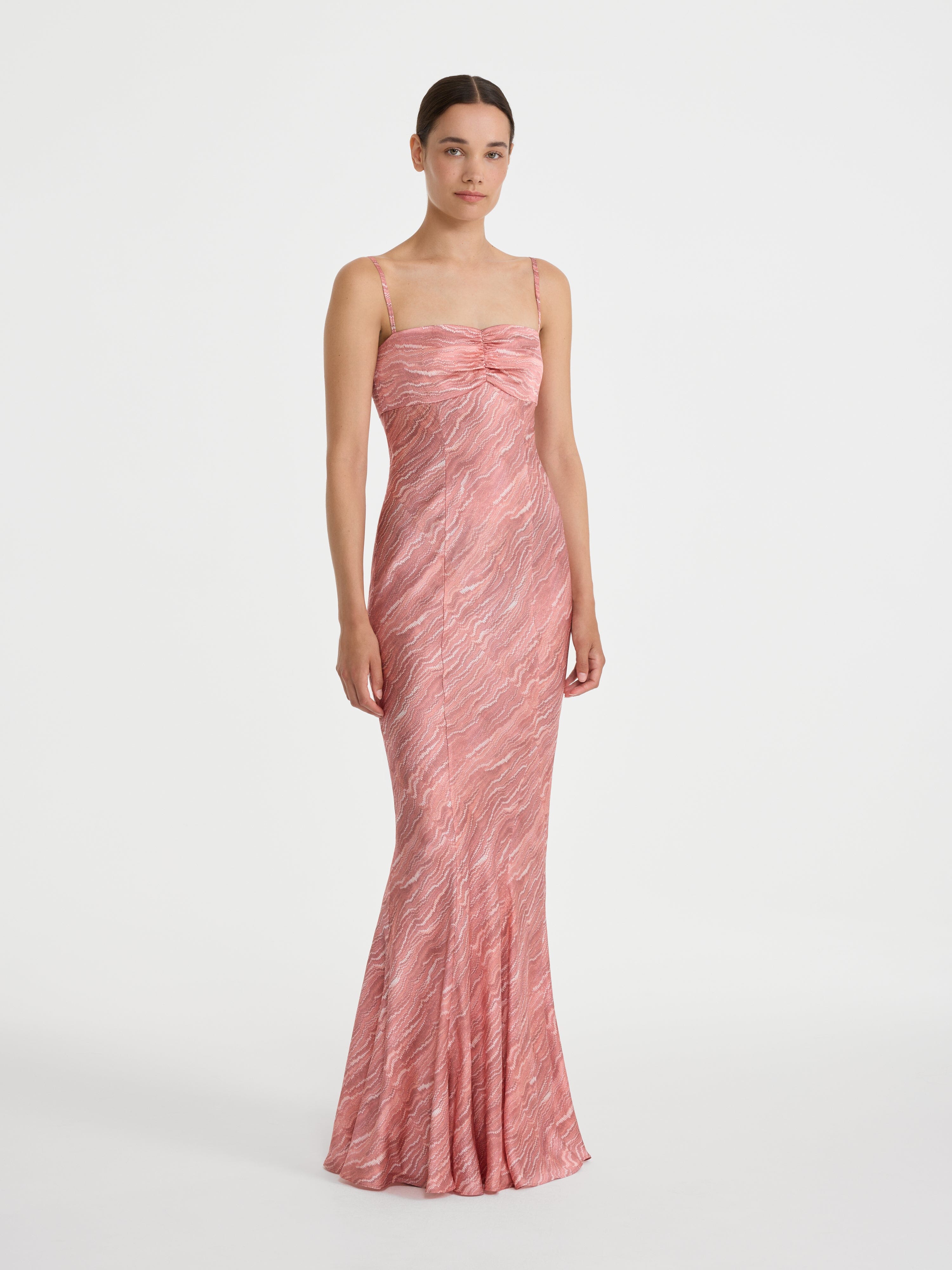 Renee Long Dress in Blush Marbling