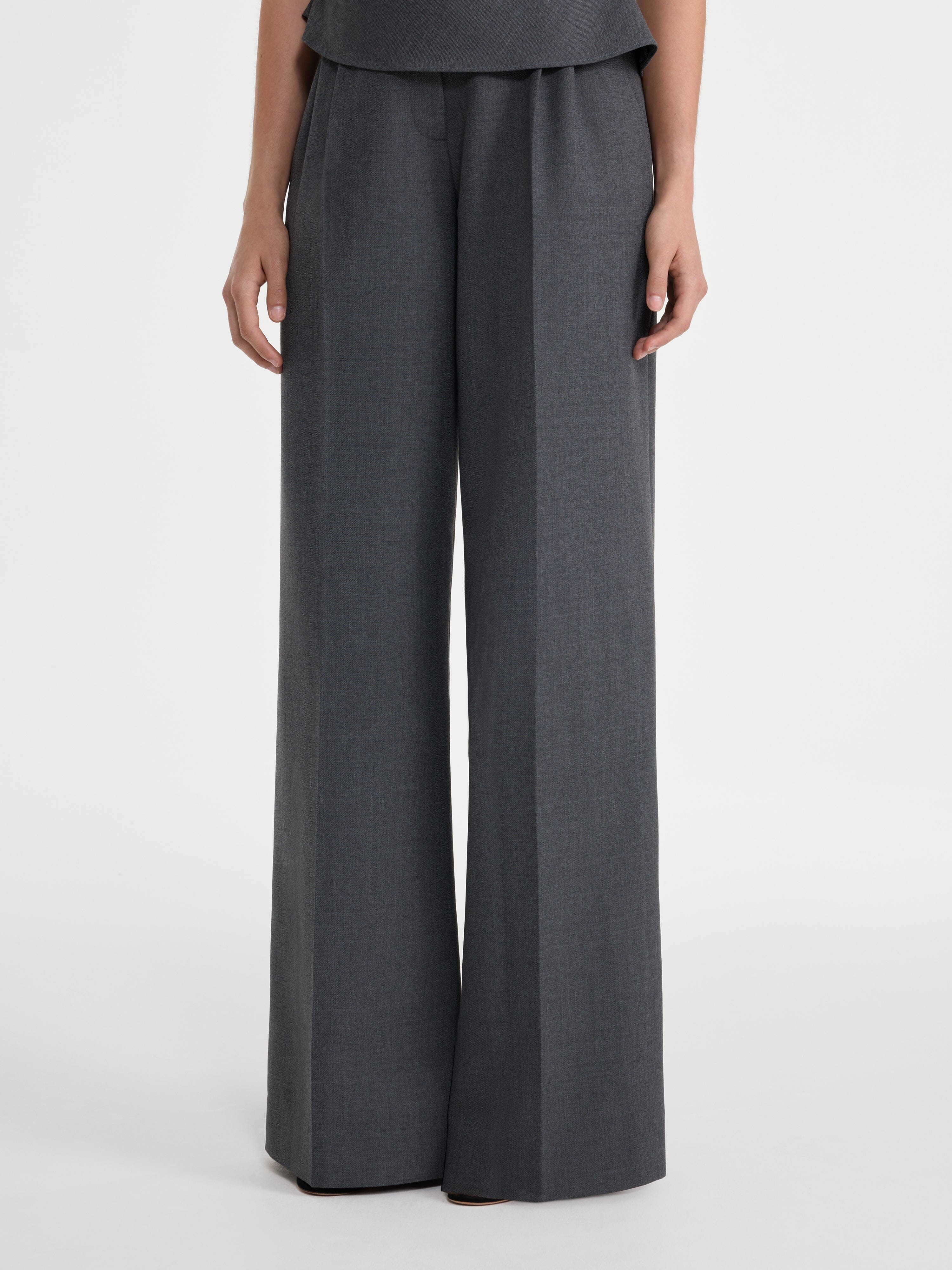 Wide Tailored Trousers in Slate Grey