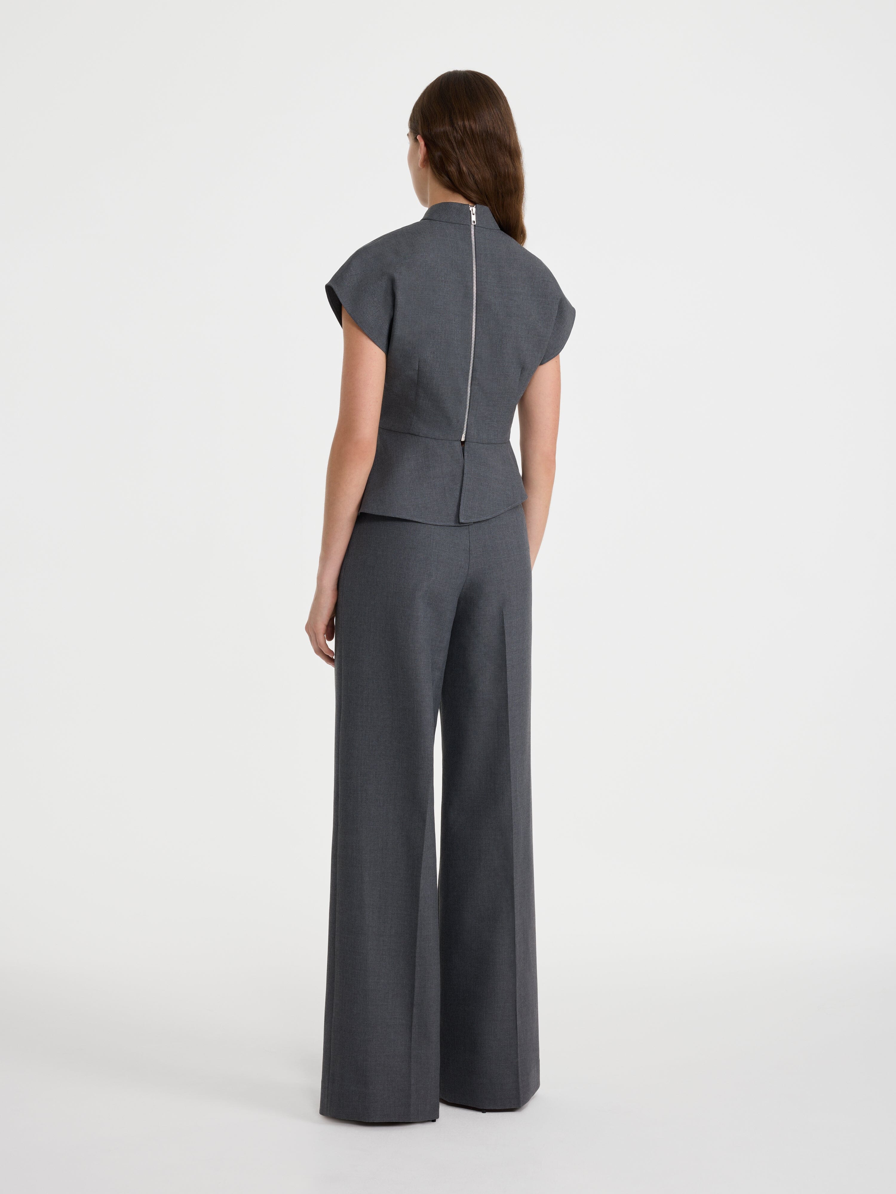 Wide Tailored Trousers in Slate Grey