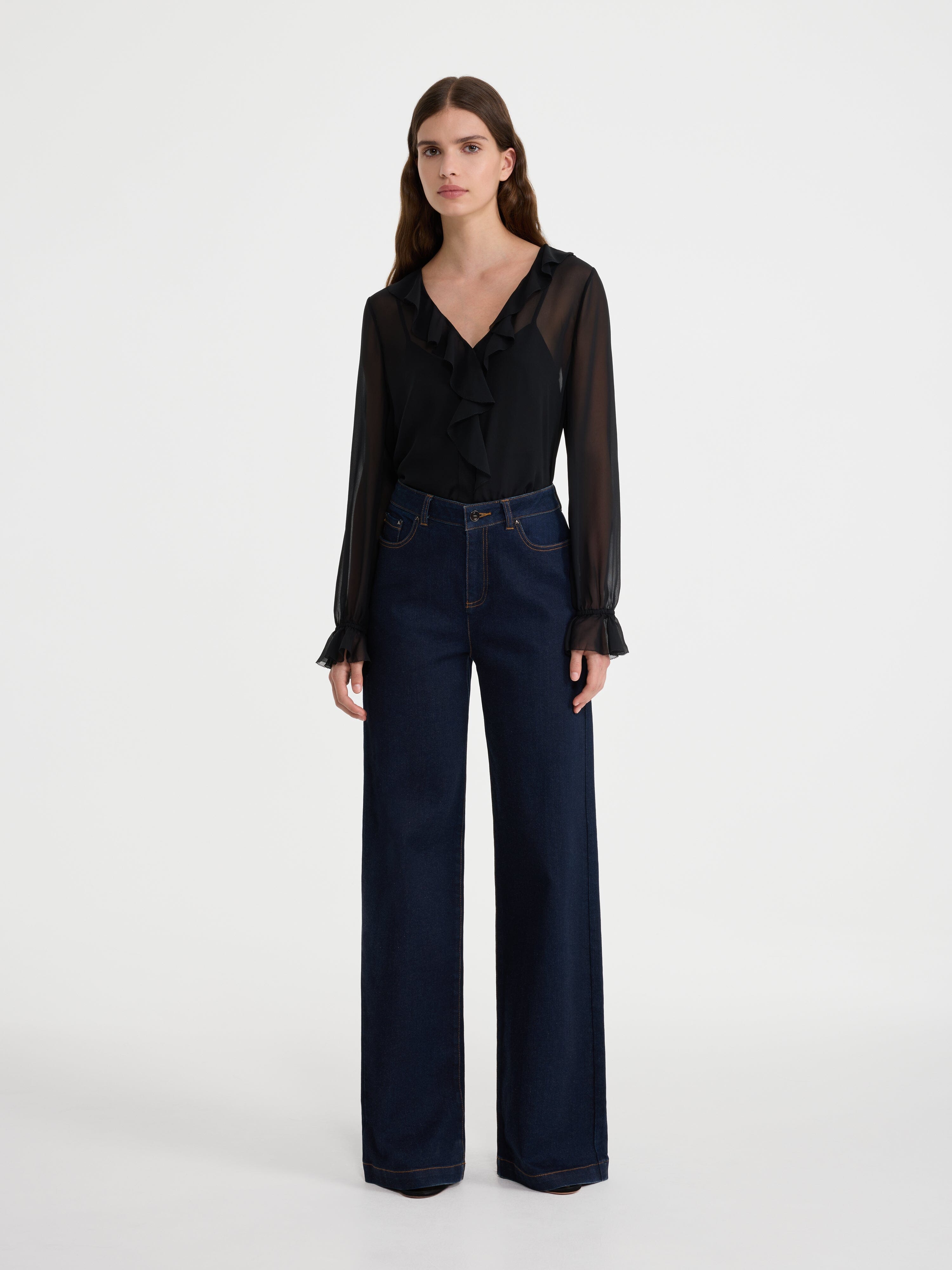 Saya Ruffle Blouse in Black