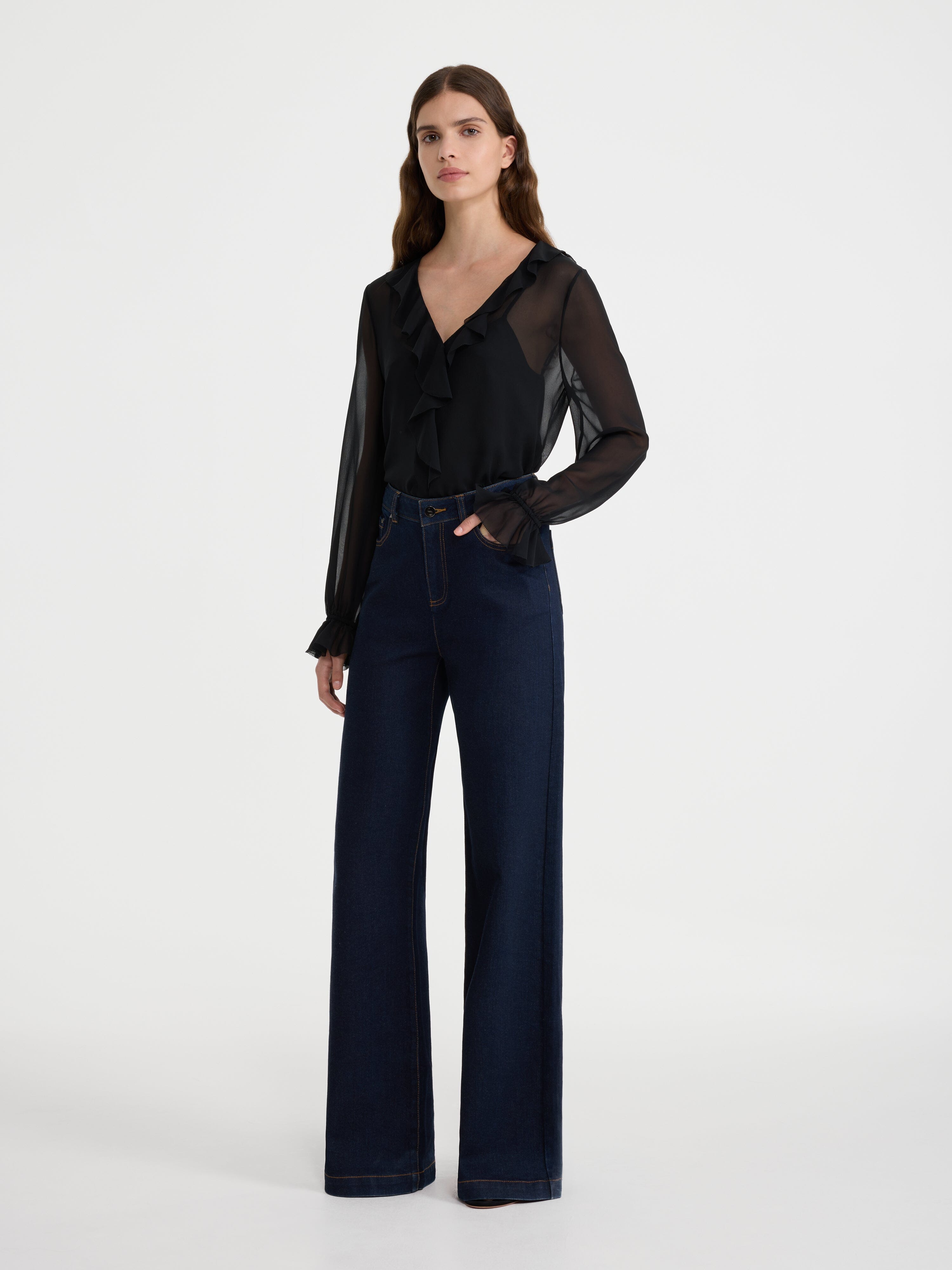 Saya Ruffle Blouse in Black