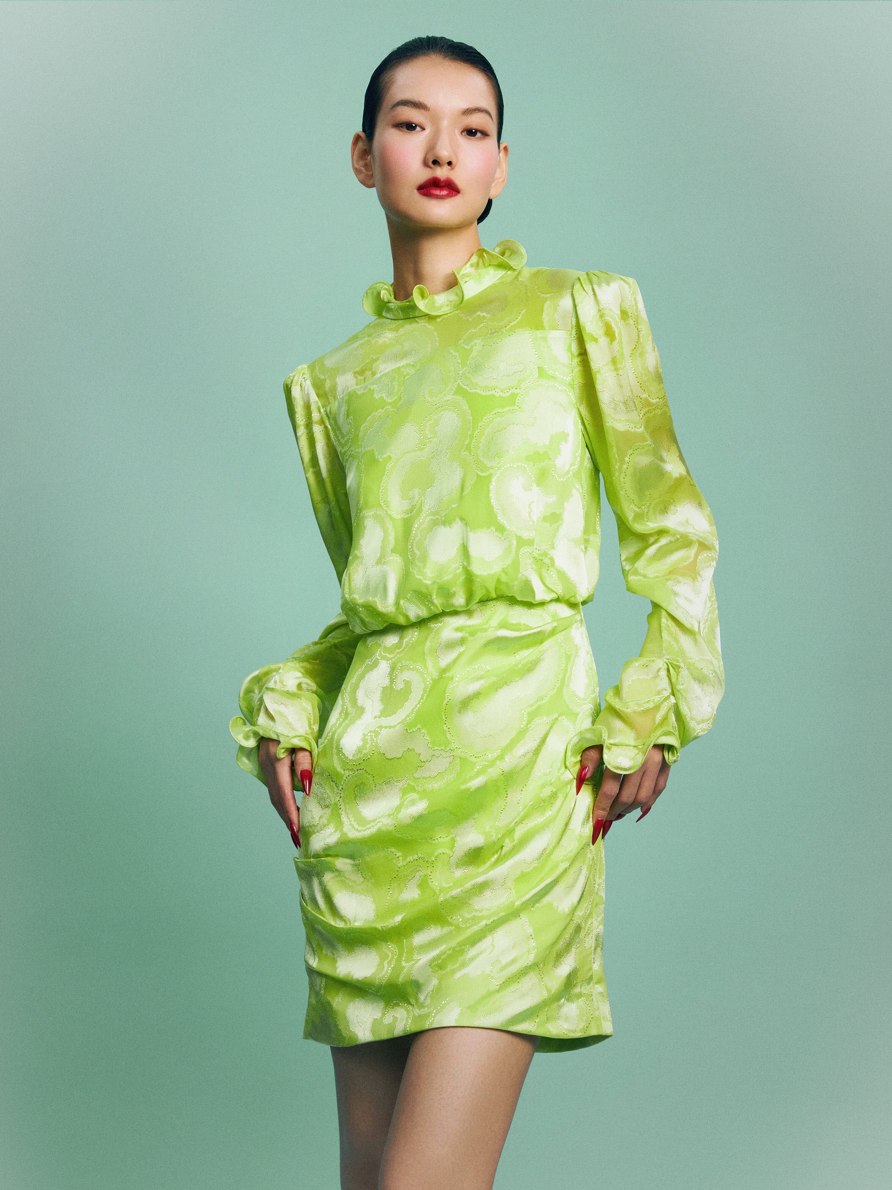 Rina B Dress In Lime – SALONI