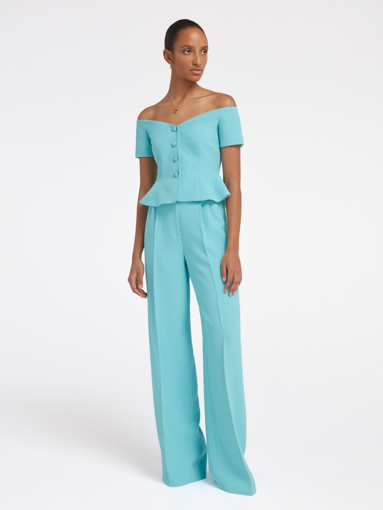 Load image into Gallery viewer, Wide Tailored Trouser in  Cloud Blue