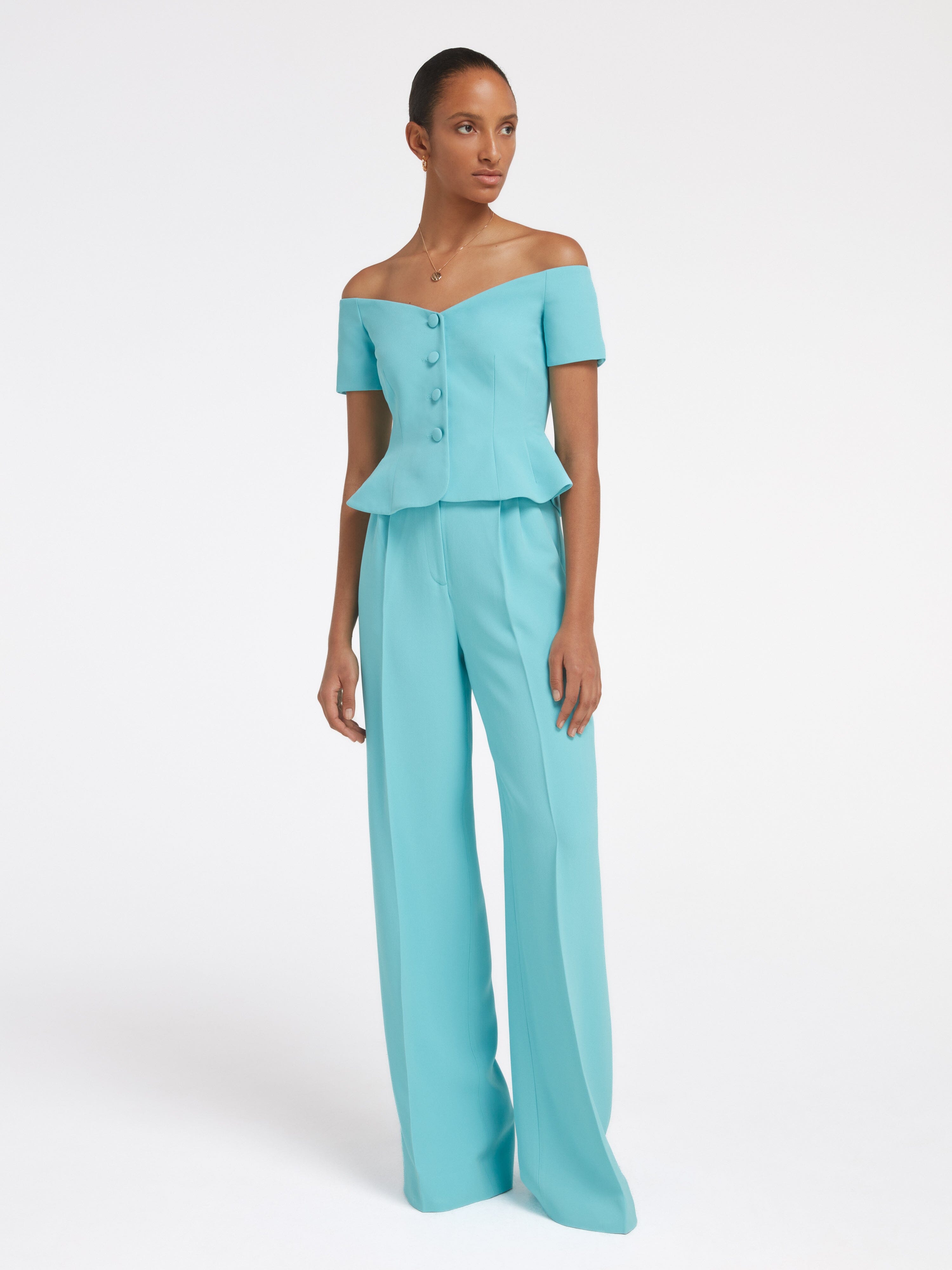 Wide Tailored Trouser in  Cloud Blue