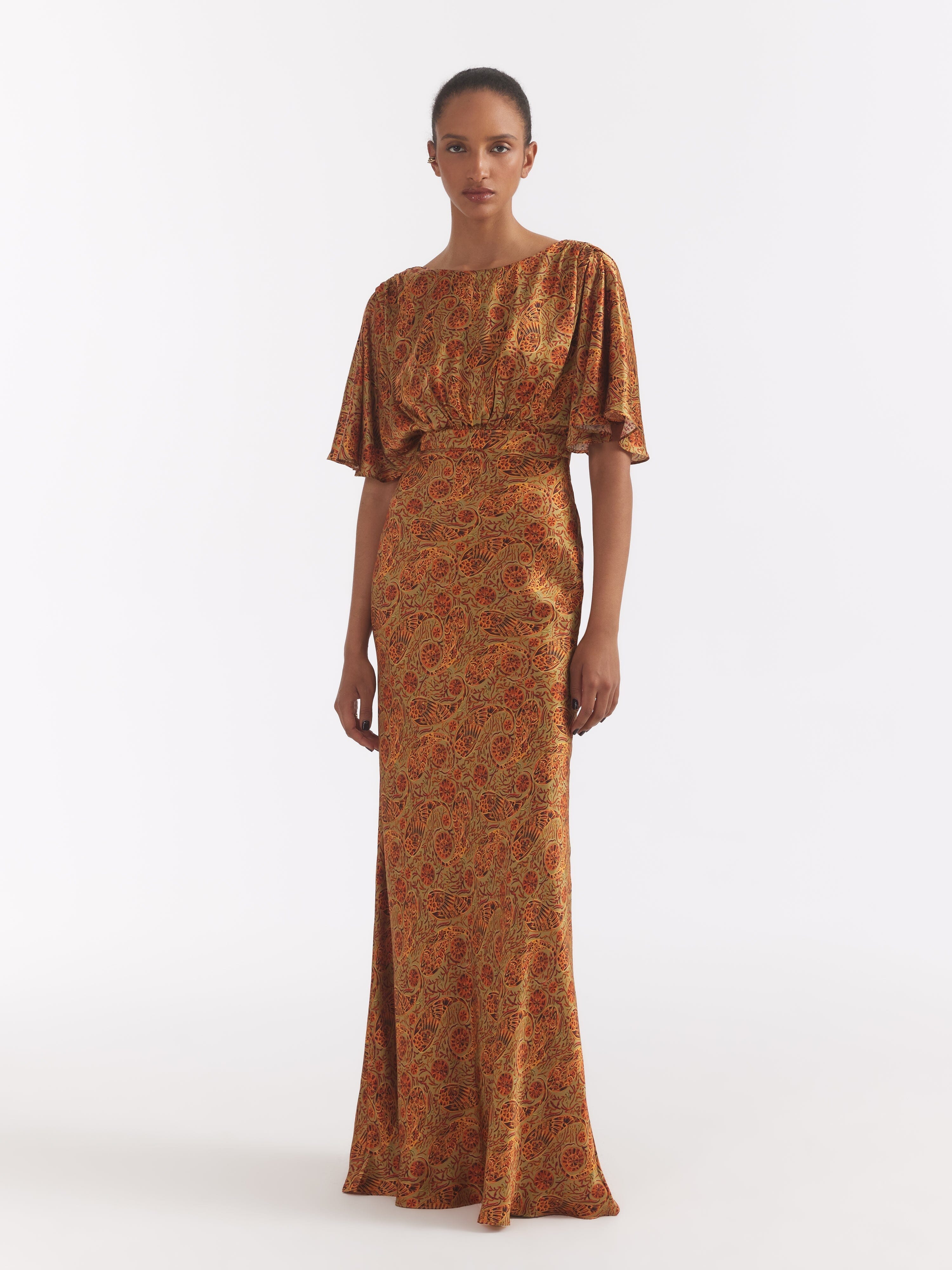 Winona Dress in Copper Paisley – SALONI