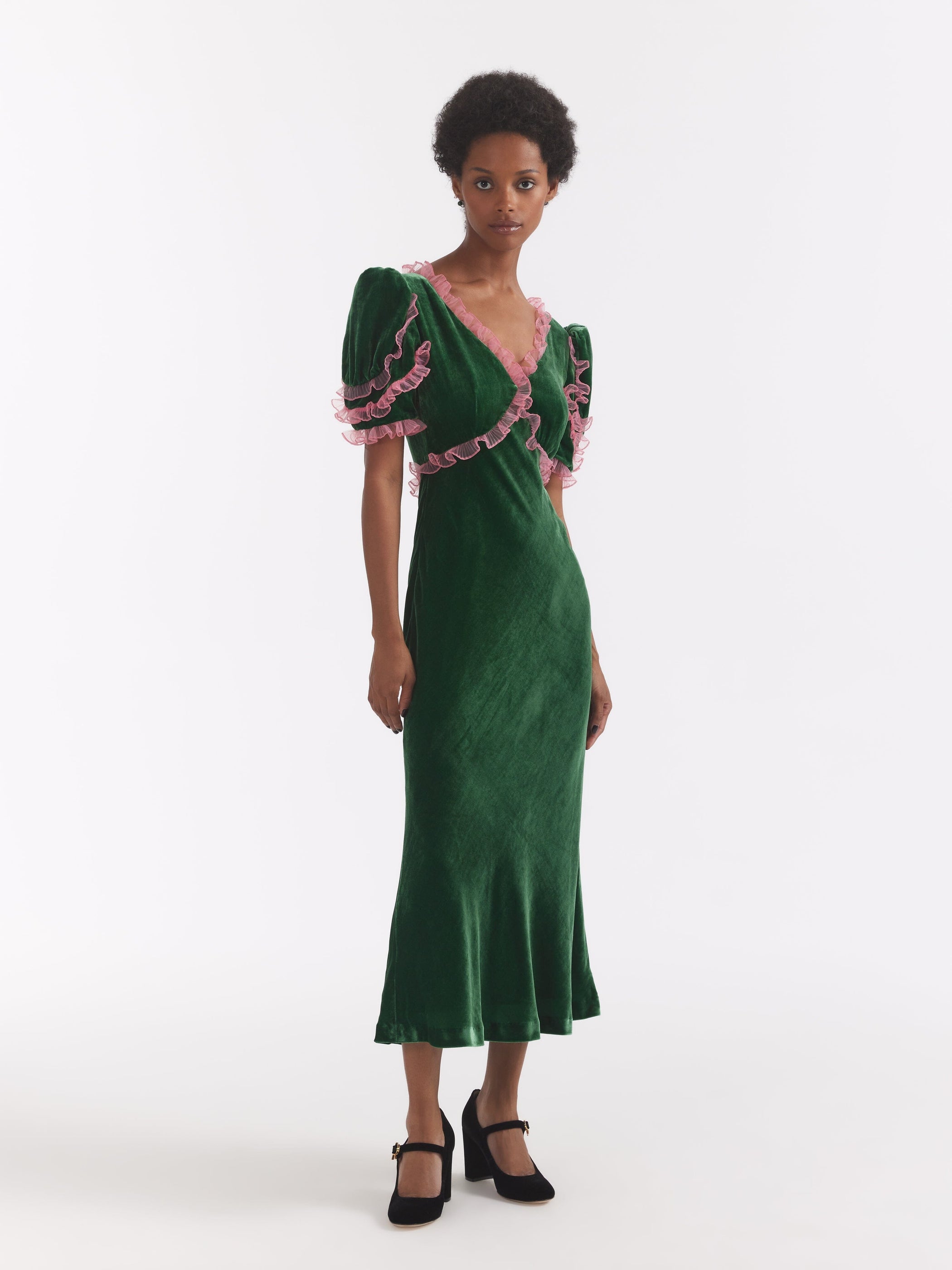 Anais Dress in Bright Emerald