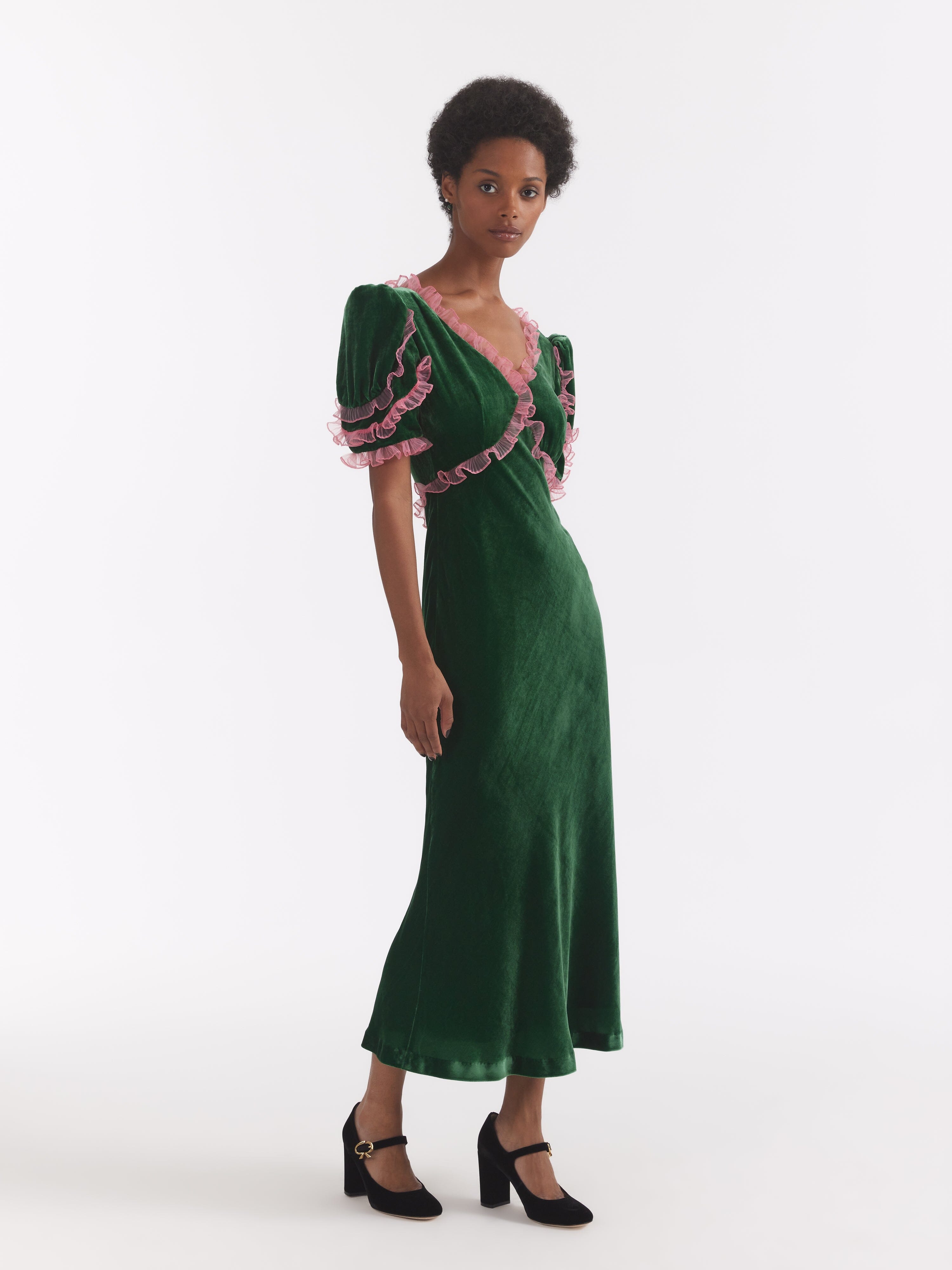 Anais Dress in Bright Emerald
