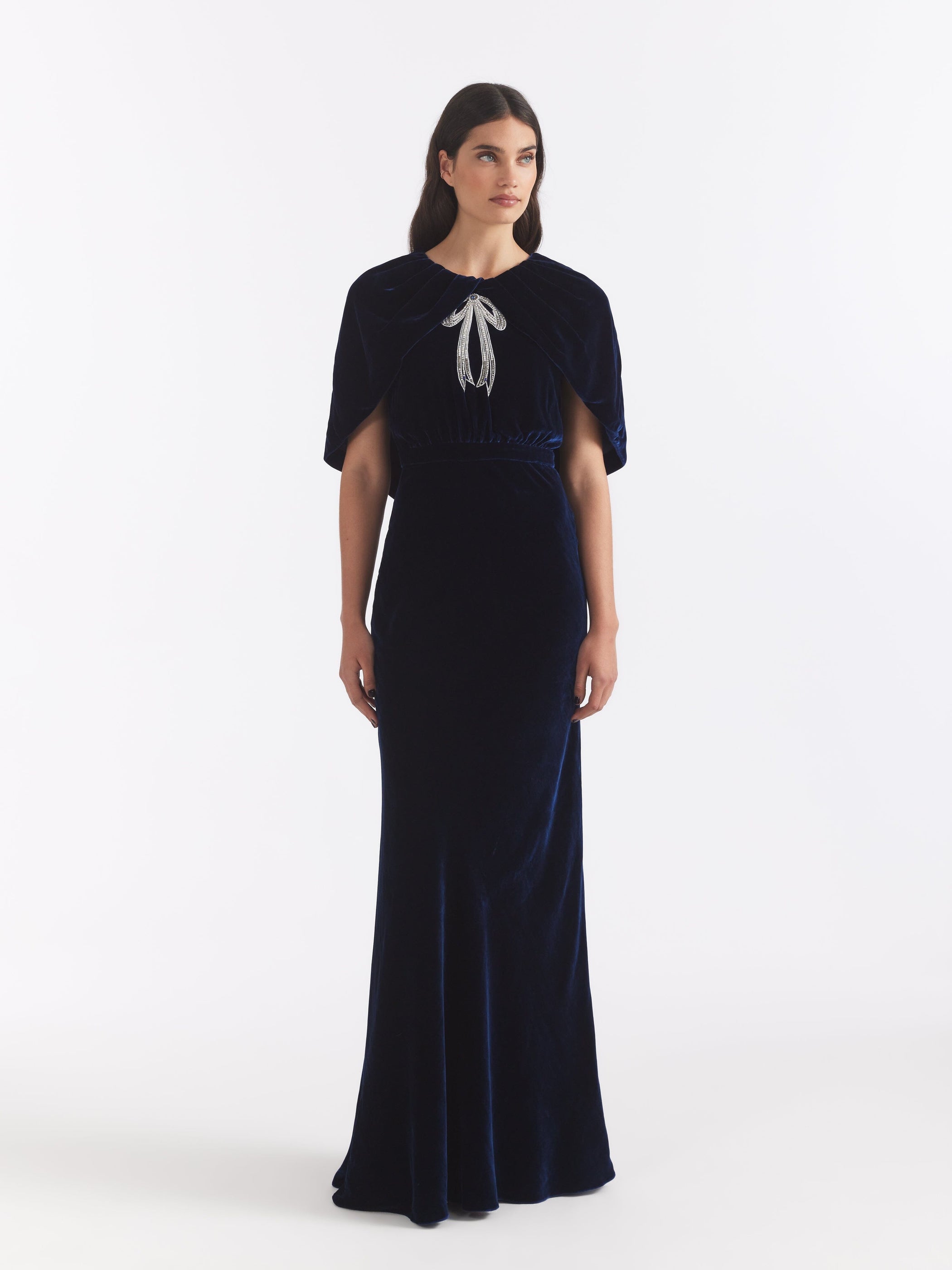 Celeste Long Dress in Navy Cardinal Ribbon