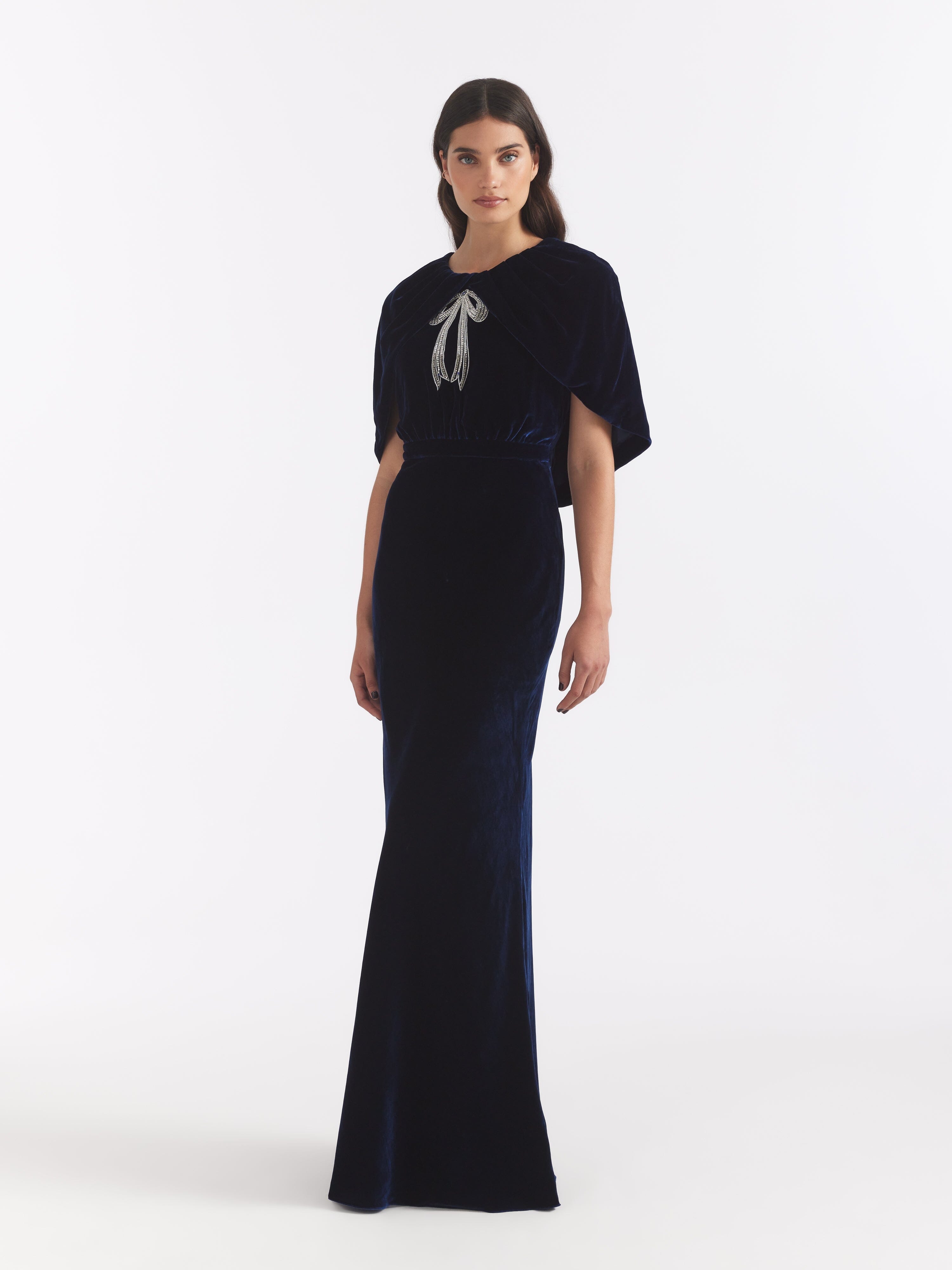 Celeste Long Dress in Navy Cardinal Ribbon