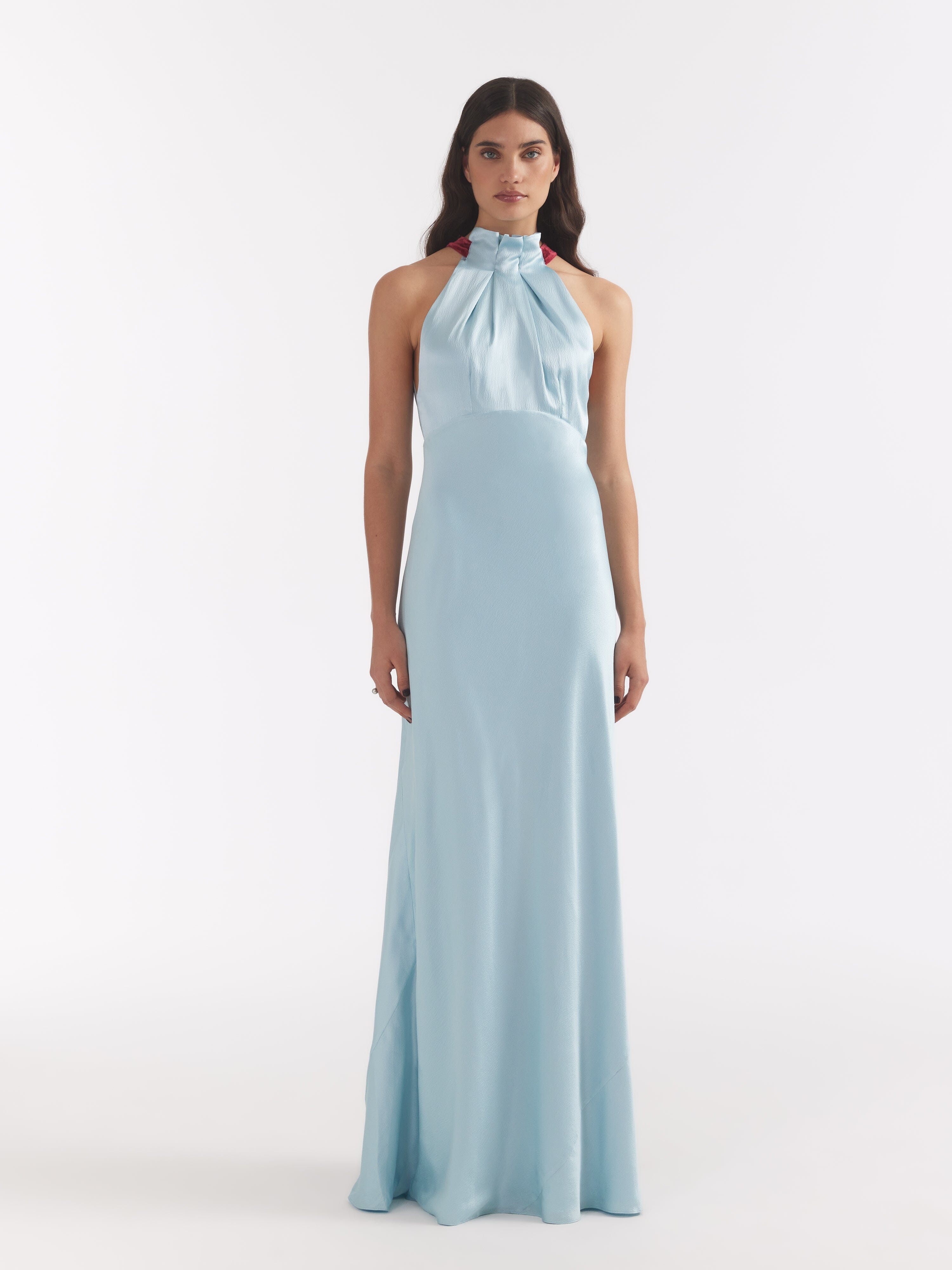saloni blue dress Saloni Rose ruffled wrap-effect devor satin and chiffon maxi dress - Women - Royal blue Dresses
