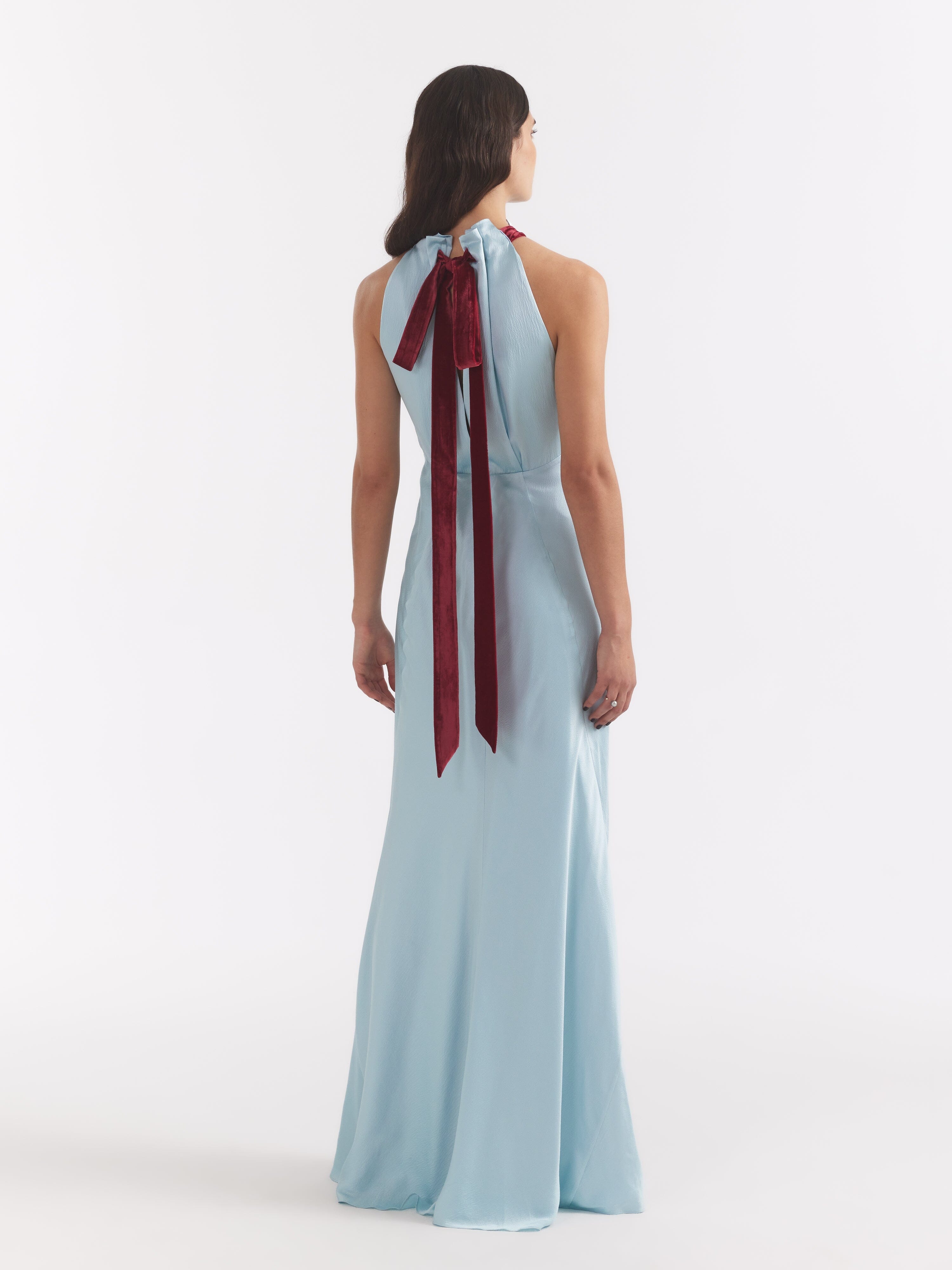 Saloni blue hotsell silk dress