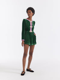 Camille Bows Playsuit in Emerald