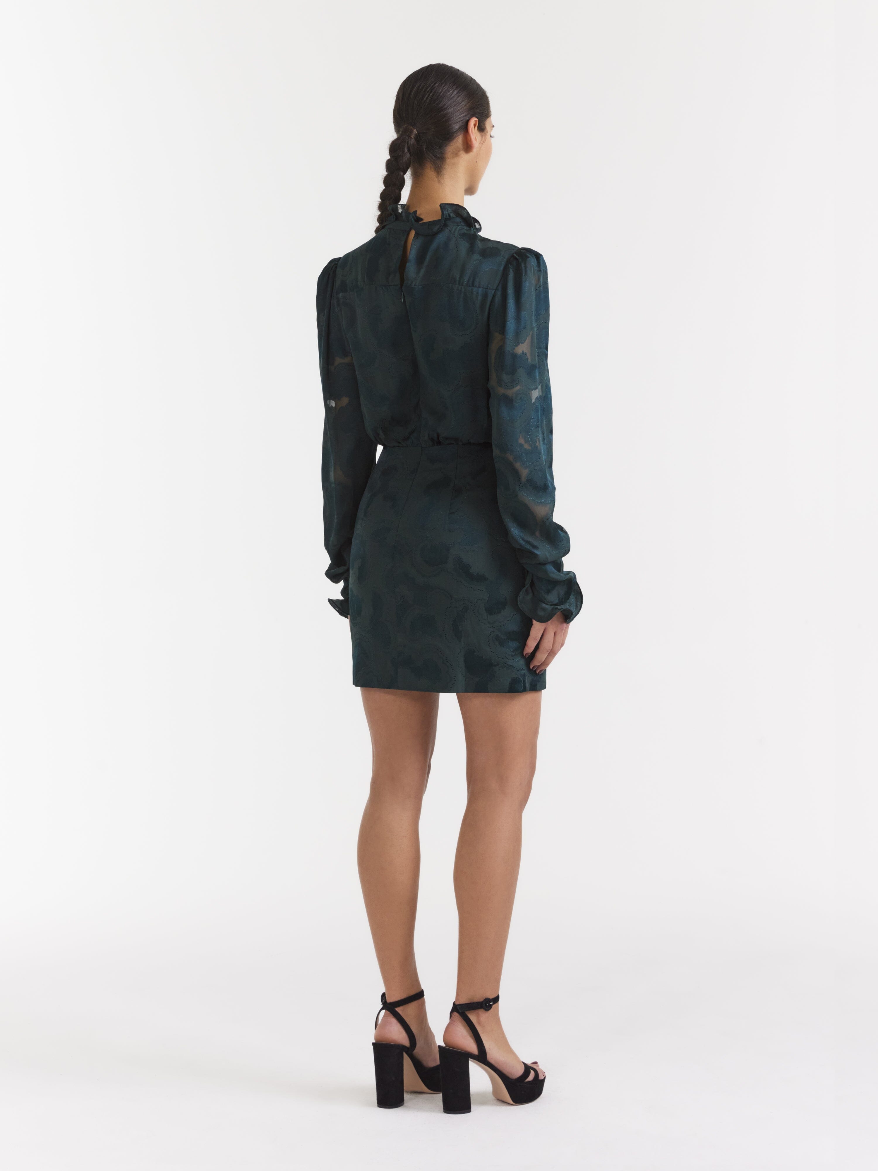 Rina B Dress in Dark Forest Green