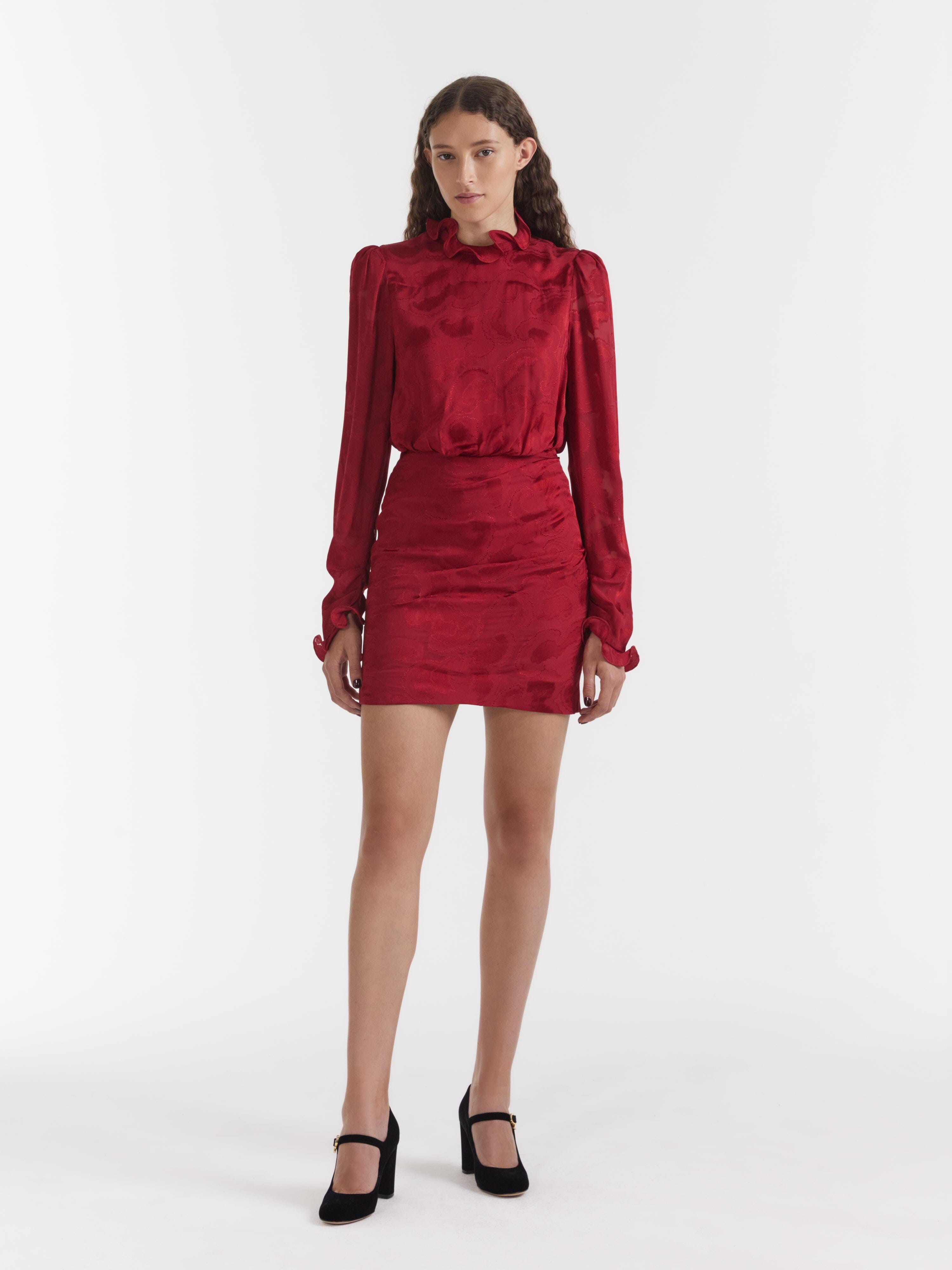 Rina B Dress in Brandy Red