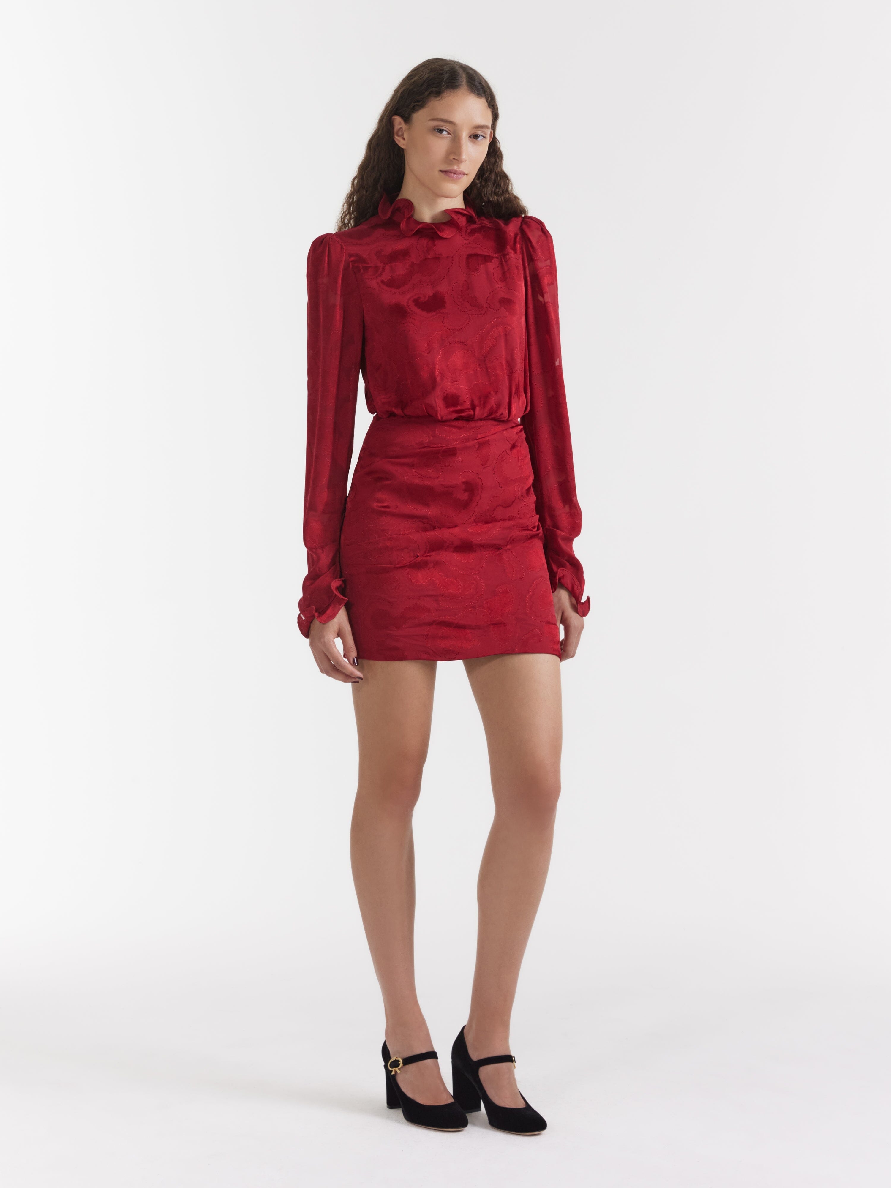 Rina B Dress in Brandy Red