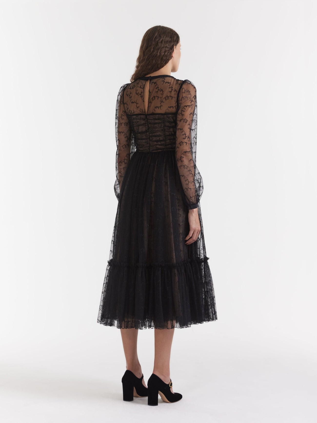 Load image into Gallery viewer, Camille Tulle Bugle Bows Dress in Black