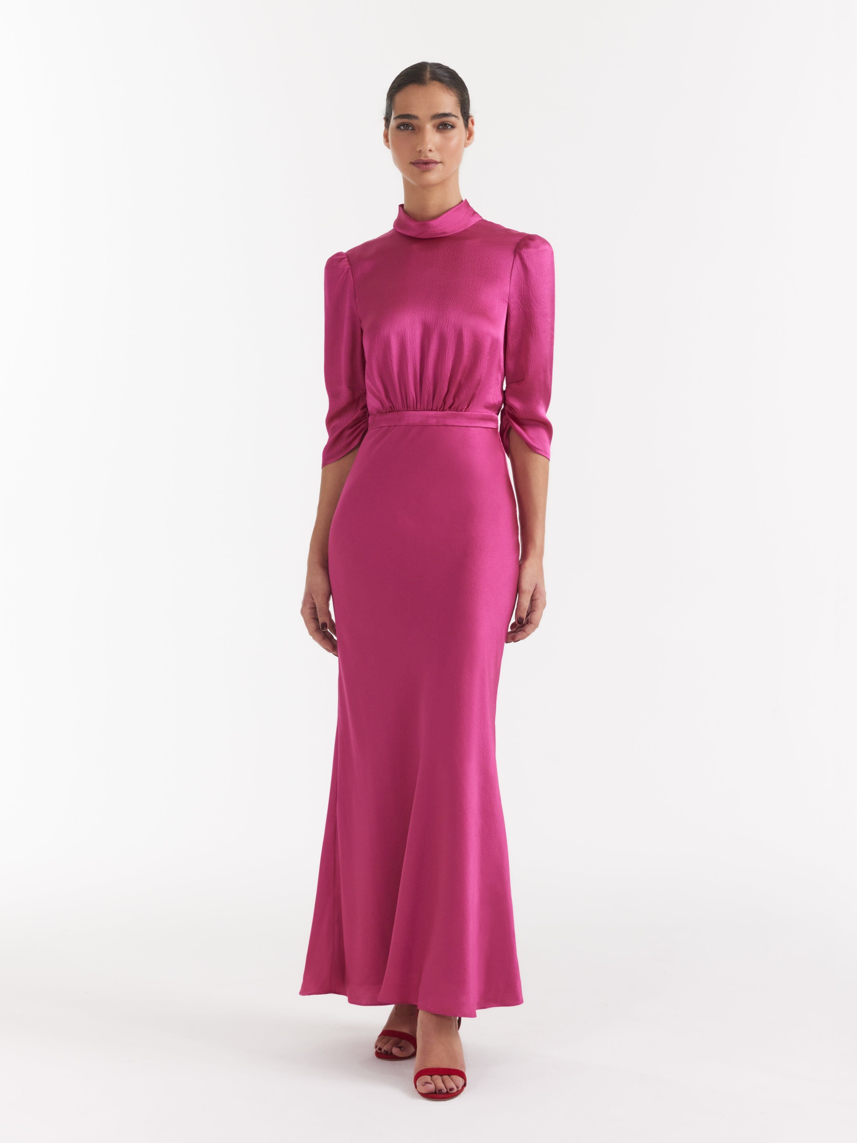Adele dress in Pink Flambé – SALONI - Main Image