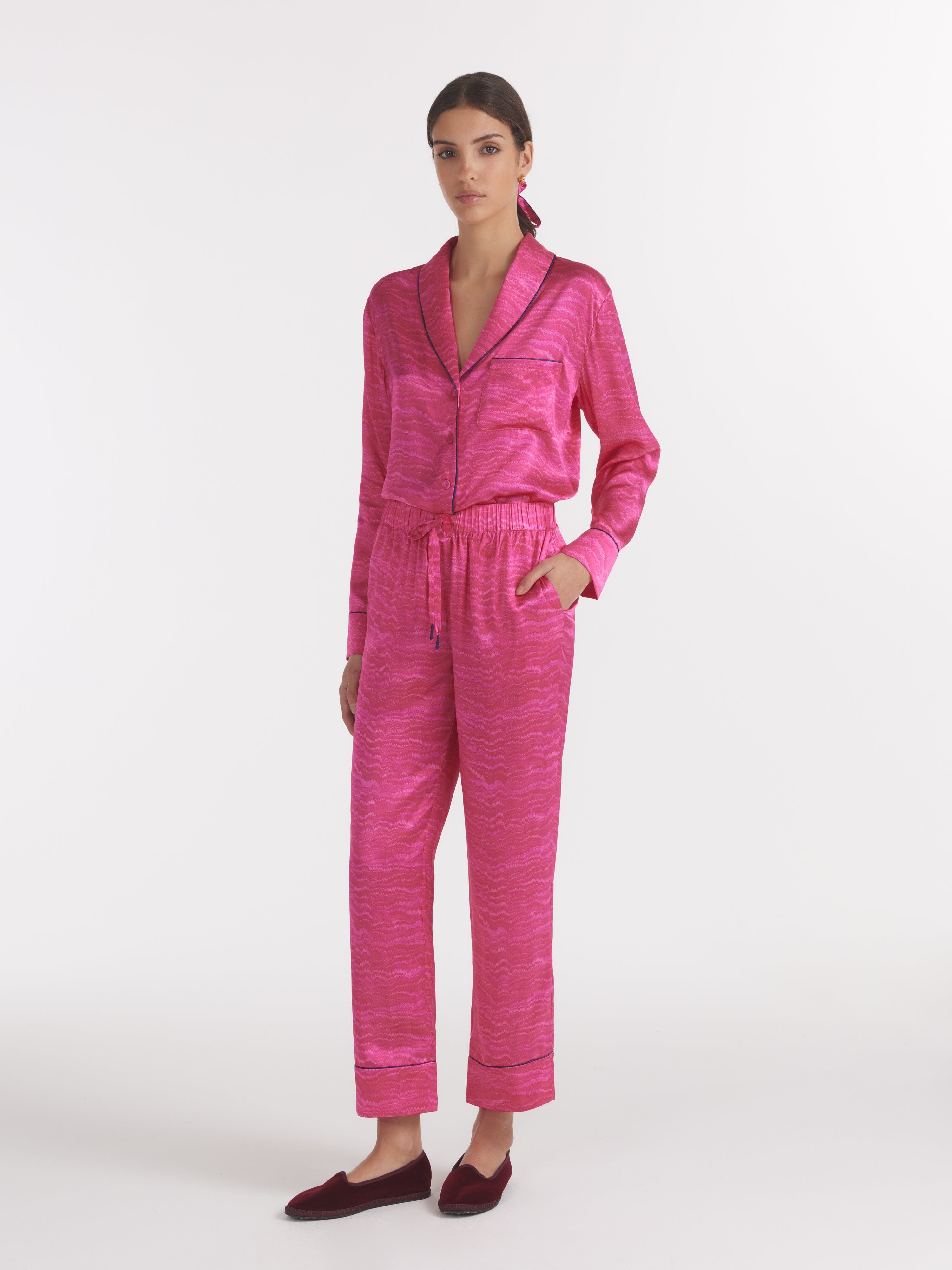 Women's Lounge PJ Set in Pink Marbling