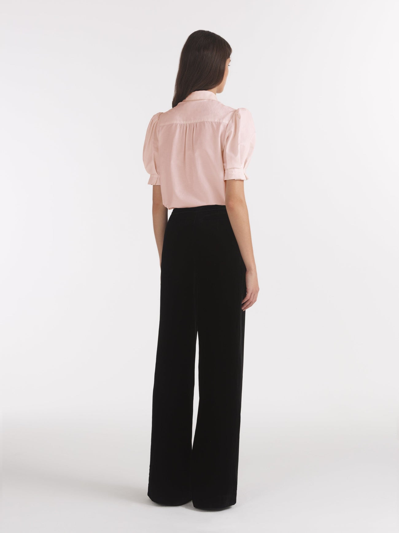 Load image into Gallery viewer, Wide Velvet Tailored Trouser in Black