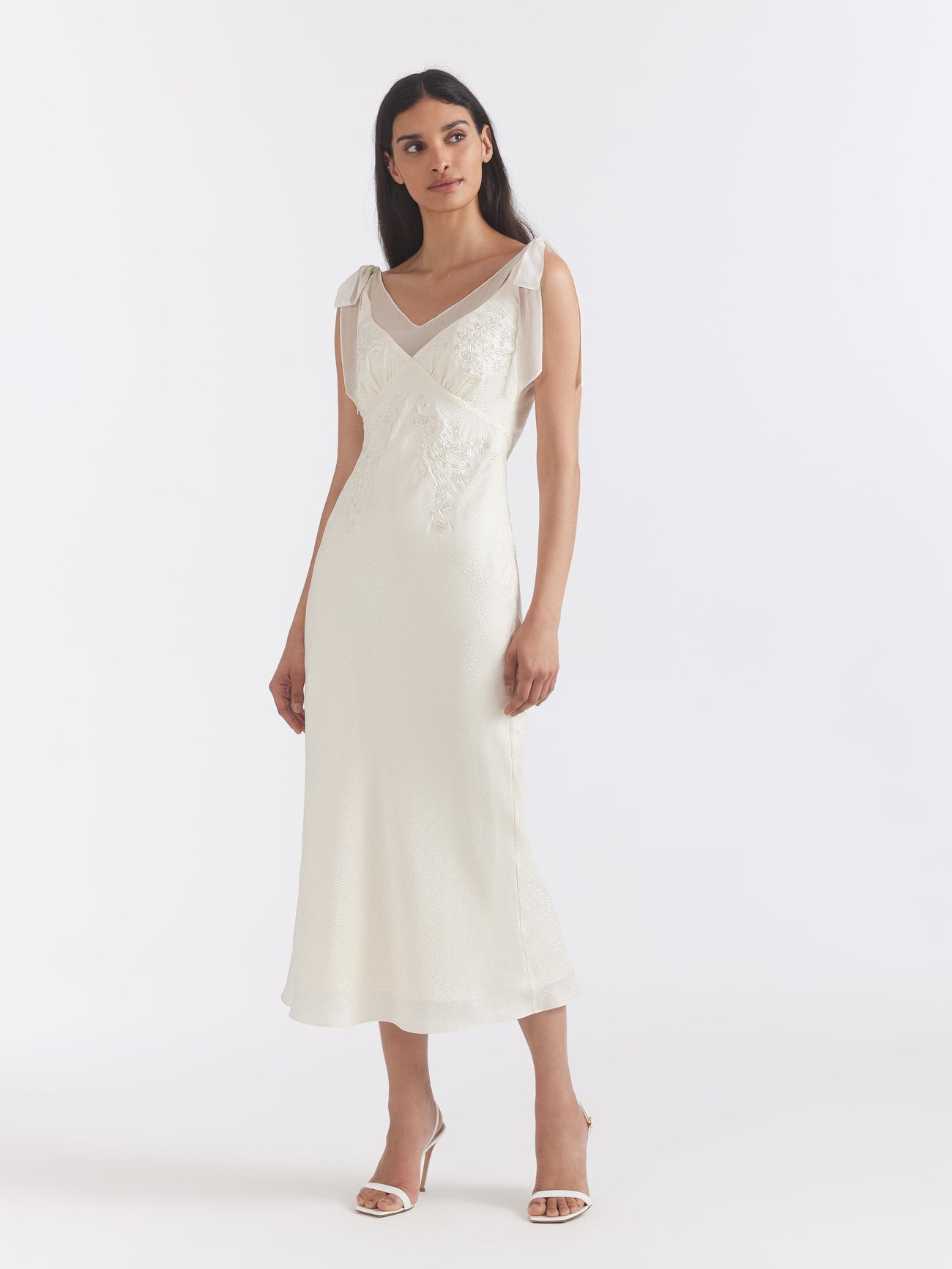 Load image into Gallery viewer, Amelie C Dress in Ivory Blossom Embroidery